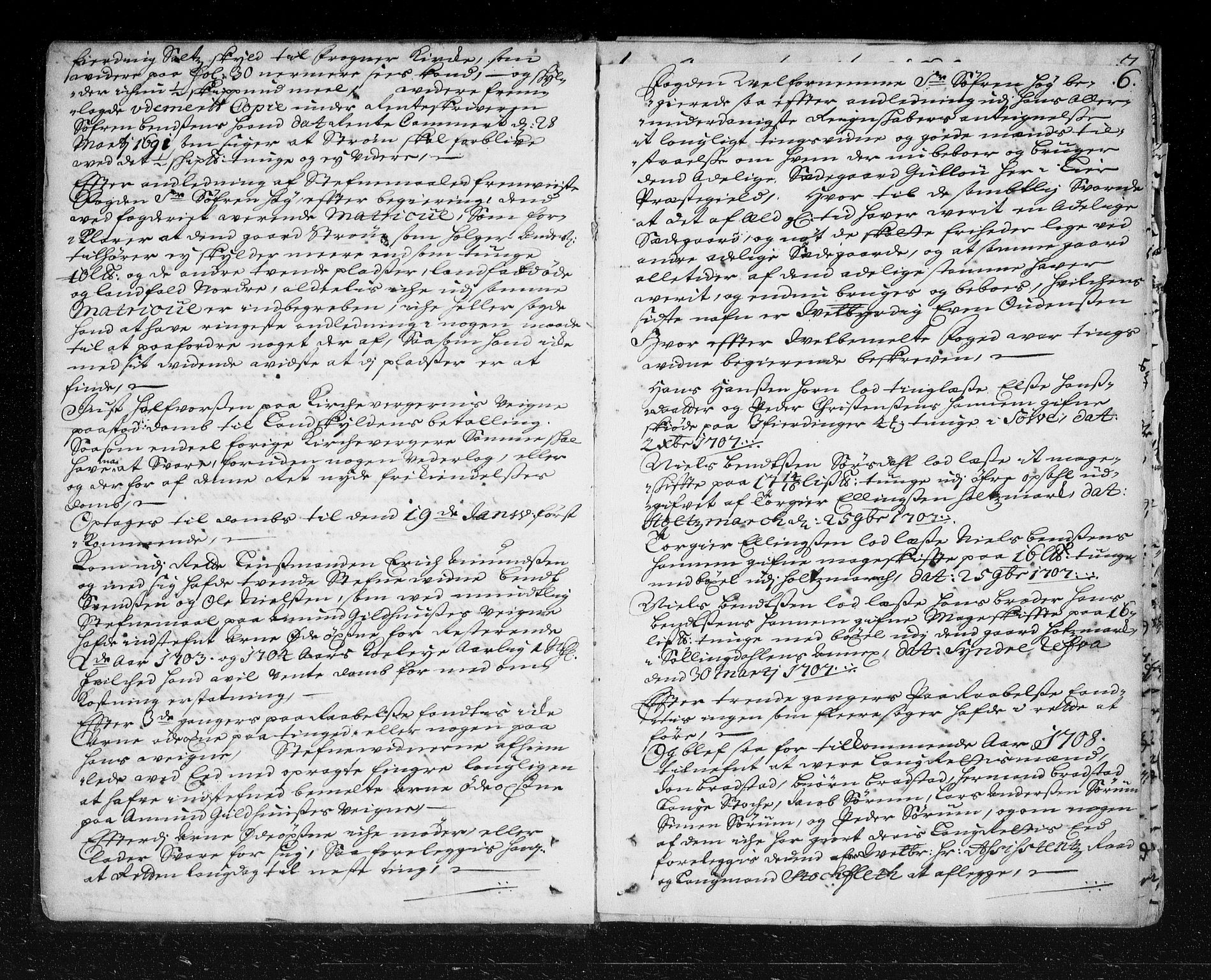 Lier, Røyken og Hurum sorenskriveri, SAKO/A-89/F/Fa/L0042: Tingbok, 1707-1712, s. 6