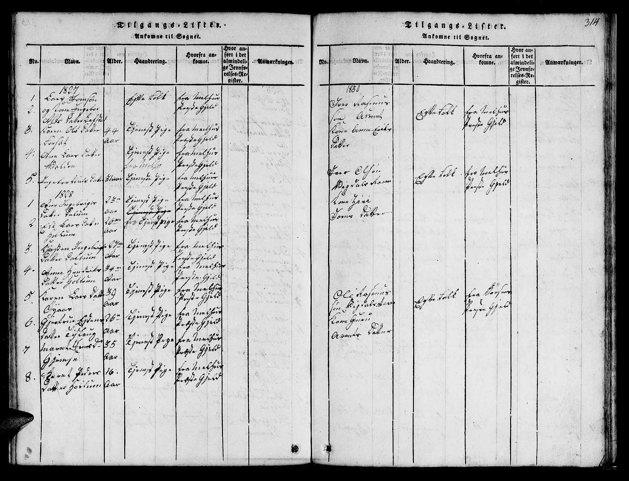 Ministerialprotokoller, klokkerbøker og fødselsregistre - Sør-Trøndelag, AV/SAT-A-1456/666/L0788: Klokkerbok nr. 666C01, 1816-1847, s. 314