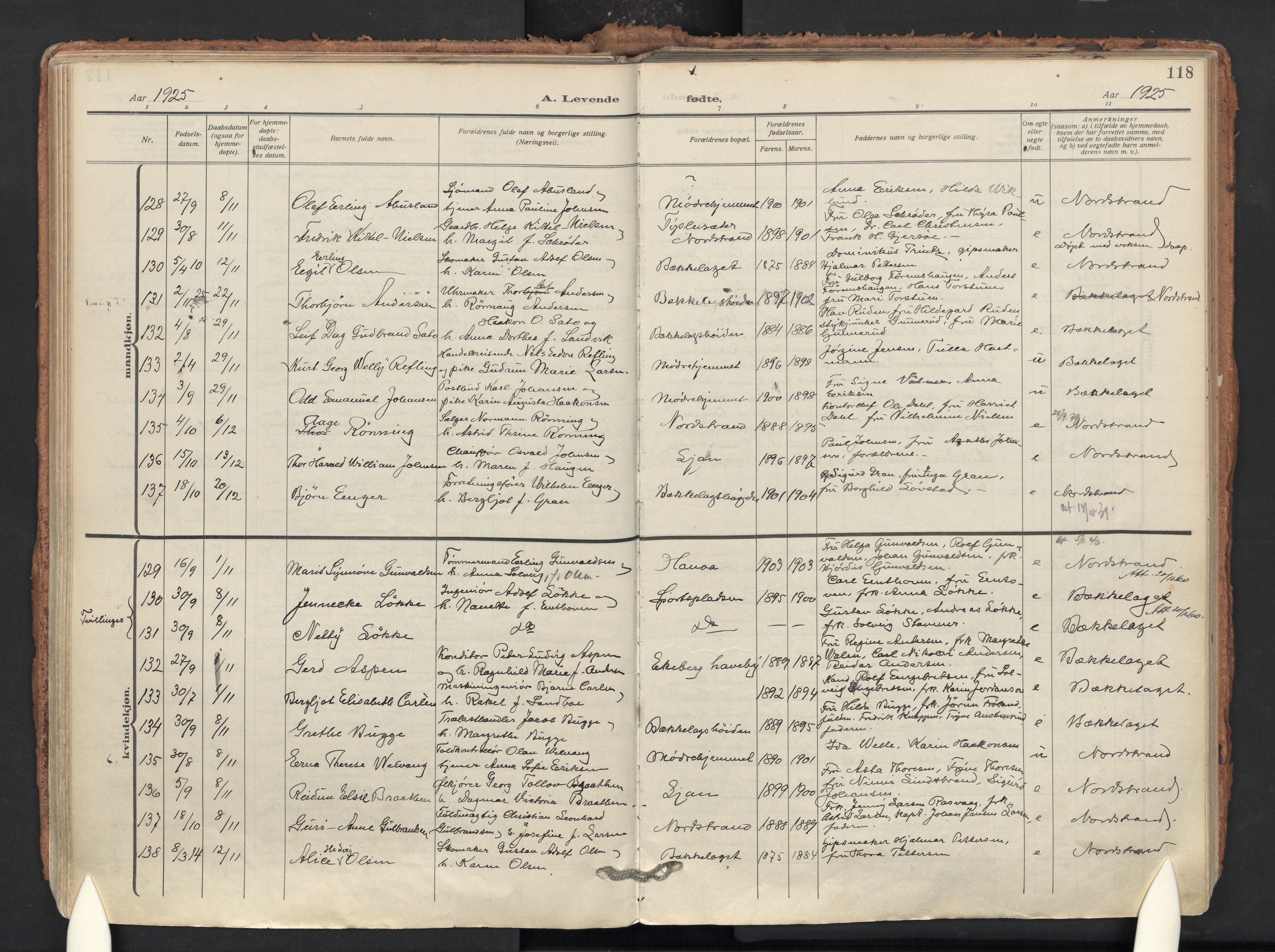 Nordstrand prestekontor Kirkebøker, AV/SAO-A-10362a/F/Fa/L0002: Ministerialbok nr. 2, 1914-1929, s. 118