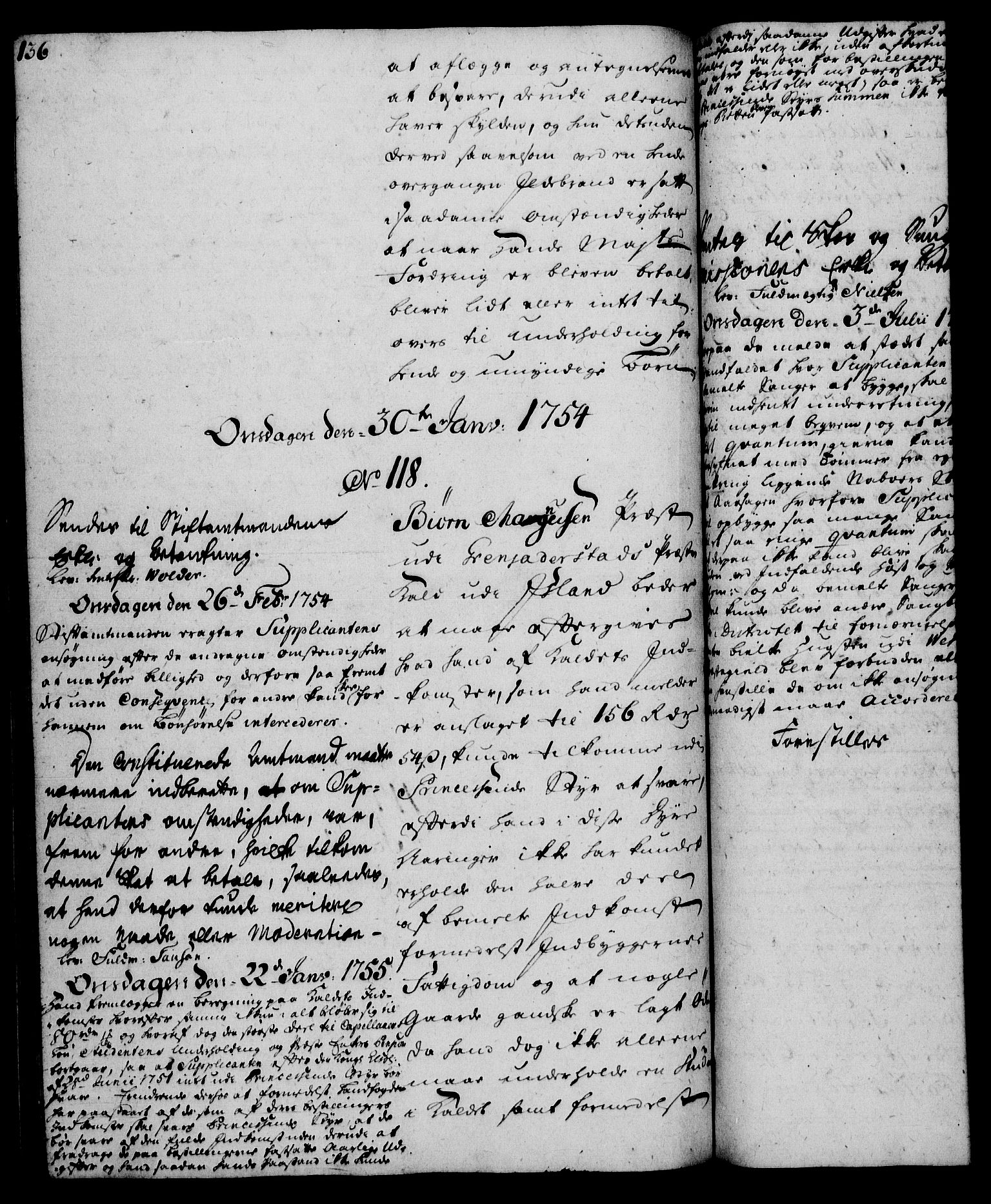 Rentekammeret, Kammerkanselliet, AV/RA-EA-3111/G/Gh/Gha/L0032: Norsk ekstraktmemorialprotokoll (merket RK 53.77), 1753-1755, s. 136