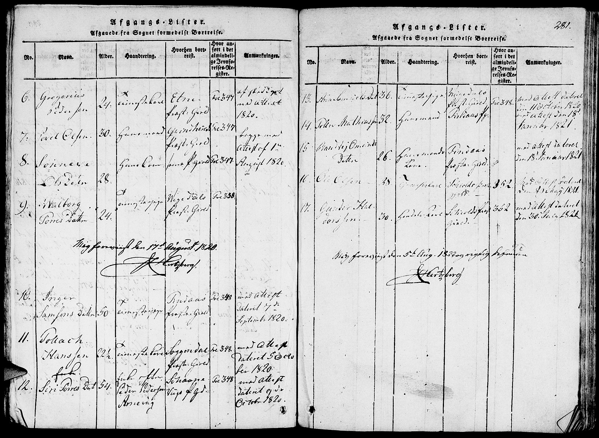 Fjelberg sokneprestembete, SAB/A-75201/H/Haa: Ministerialbok nr. A 4, 1816-1822, s. 281