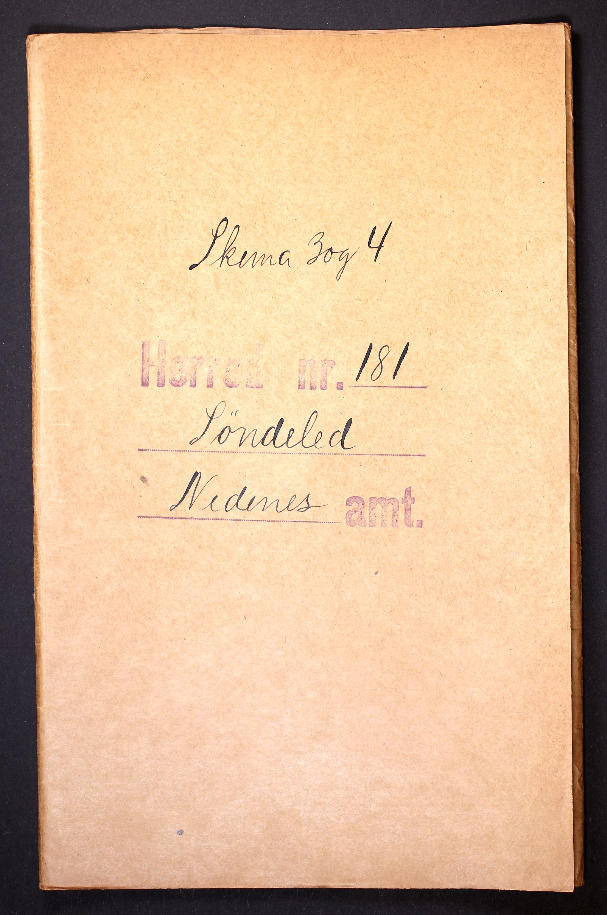 RA, Folketelling 1910 for 0913 Søndeled herred, 1910, s. 1
