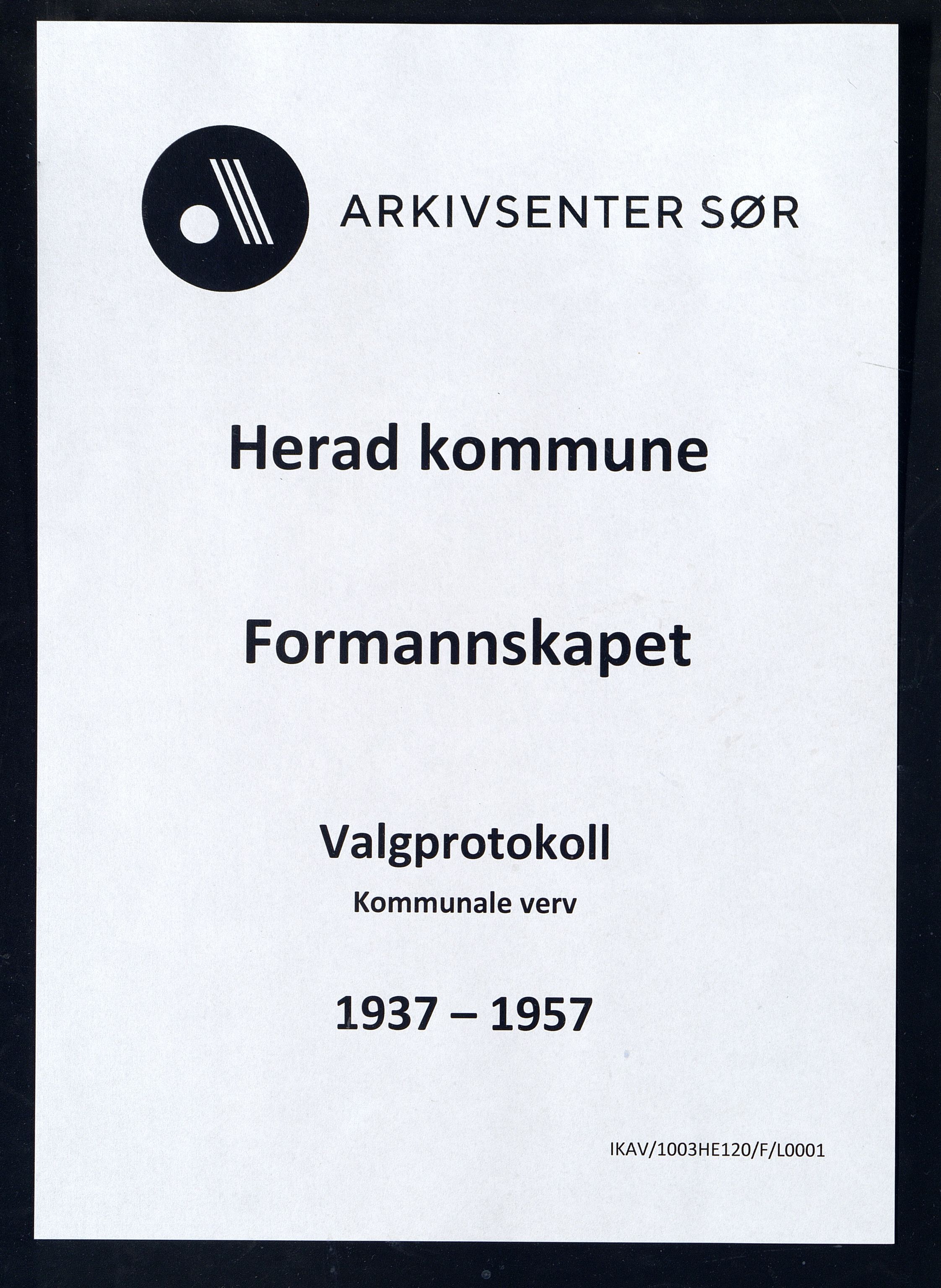 Herad kommune - Formannskapet, ARKSOR/1003HE120/F/L0001: Valgprotokoll, 1937-1957