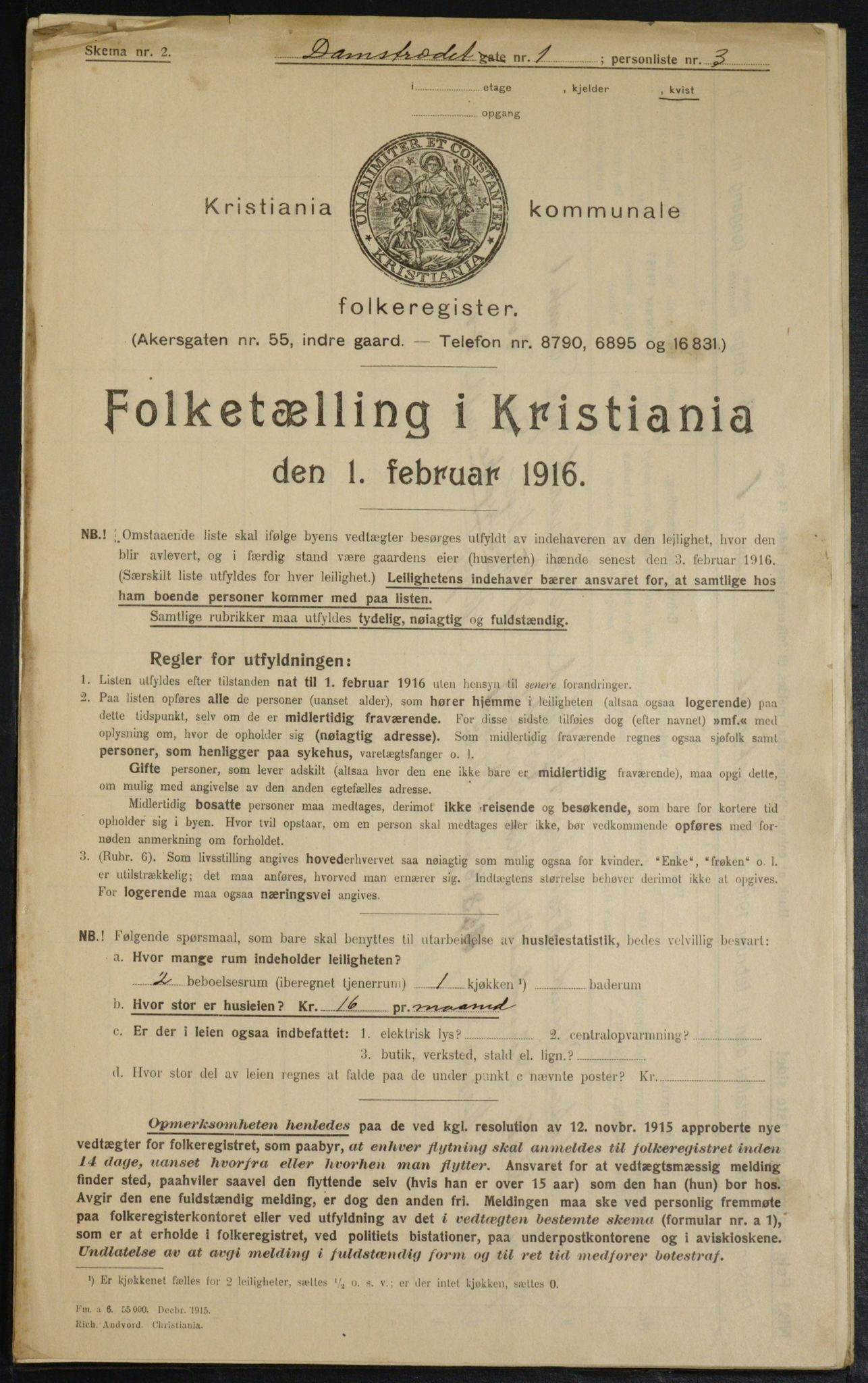 OBA, Kommunal folketelling 1.2.1916 for Kristiania, 1916, s. 14438