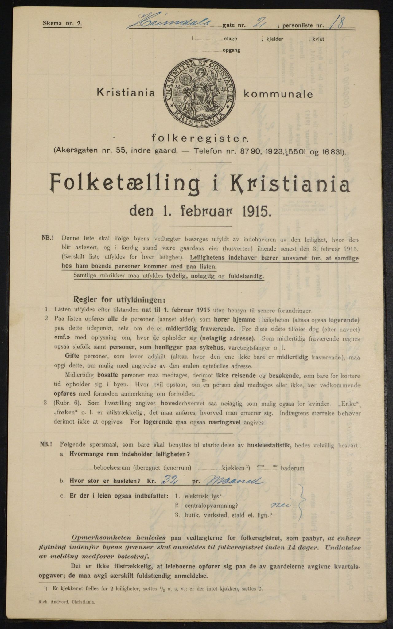 OBA, Kommunal folketelling 1.2.1915 for Kristiania, 1915, s. 36200