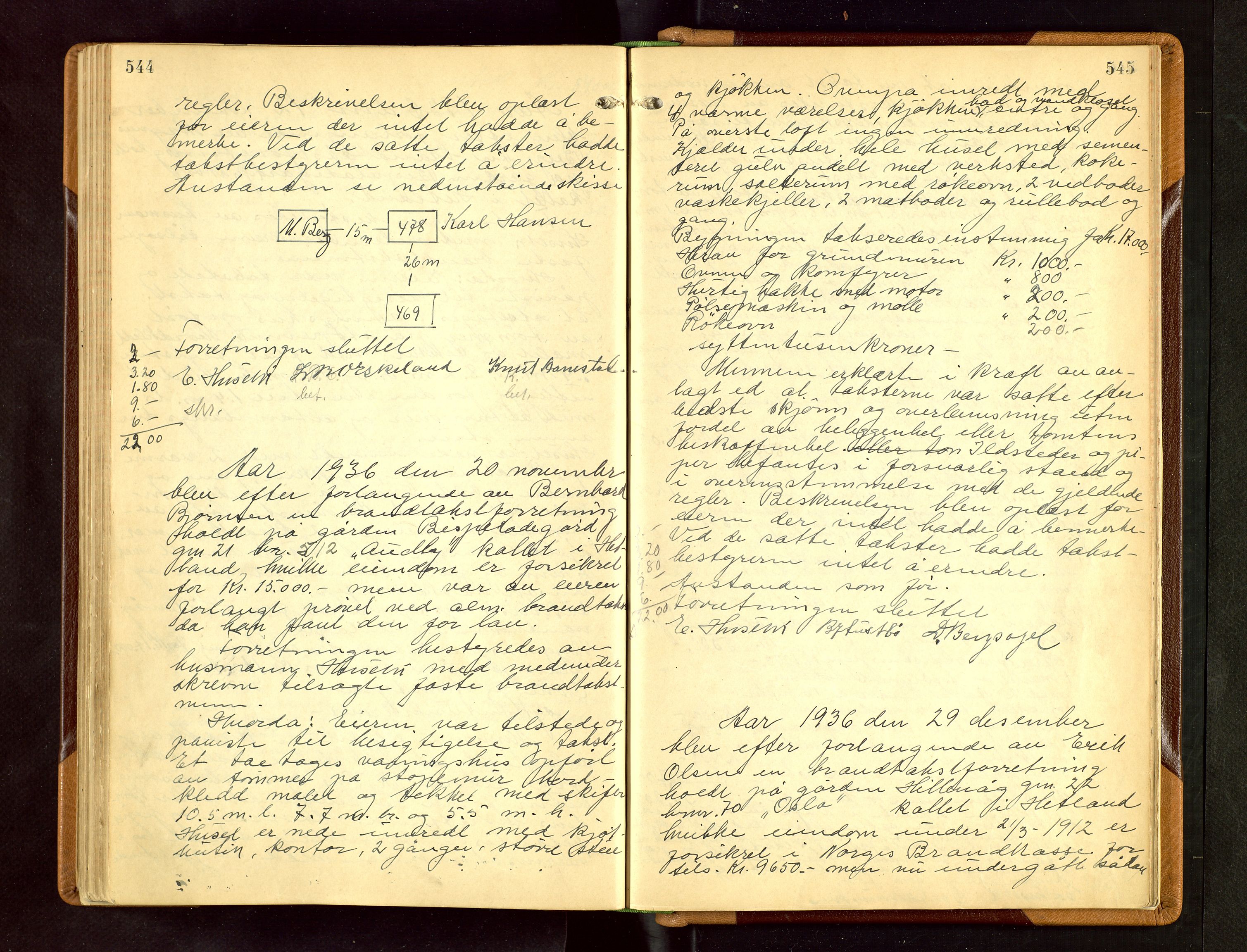 Hetland lensmannskontor, SAST/A-100101/Goa/L0006: "Branntakstprotokoll", 1921-1938, s. 544-545