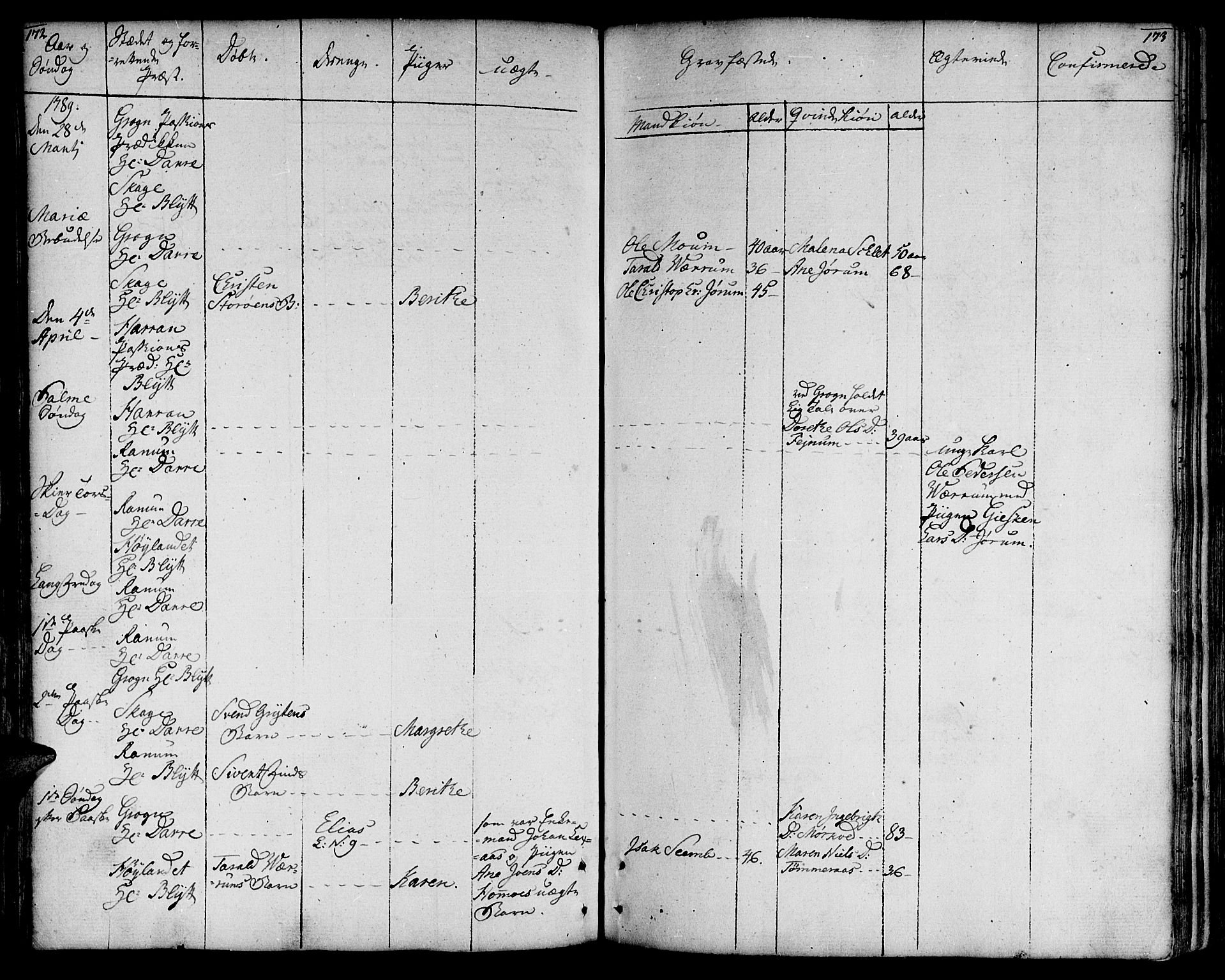 Ministerialprotokoller, klokkerbøker og fødselsregistre - Nord-Trøndelag, SAT/A-1458/764/L0544: Ministerialbok nr. 764A04, 1780-1798, s. 172-173