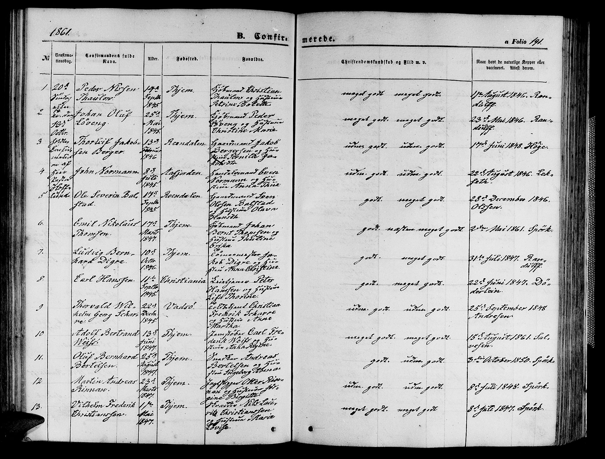 Ministerialprotokoller, klokkerbøker og fødselsregistre - Sør-Trøndelag, AV/SAT-A-1456/602/L0139: Klokkerbok nr. 602C07, 1859-1864, s. 191