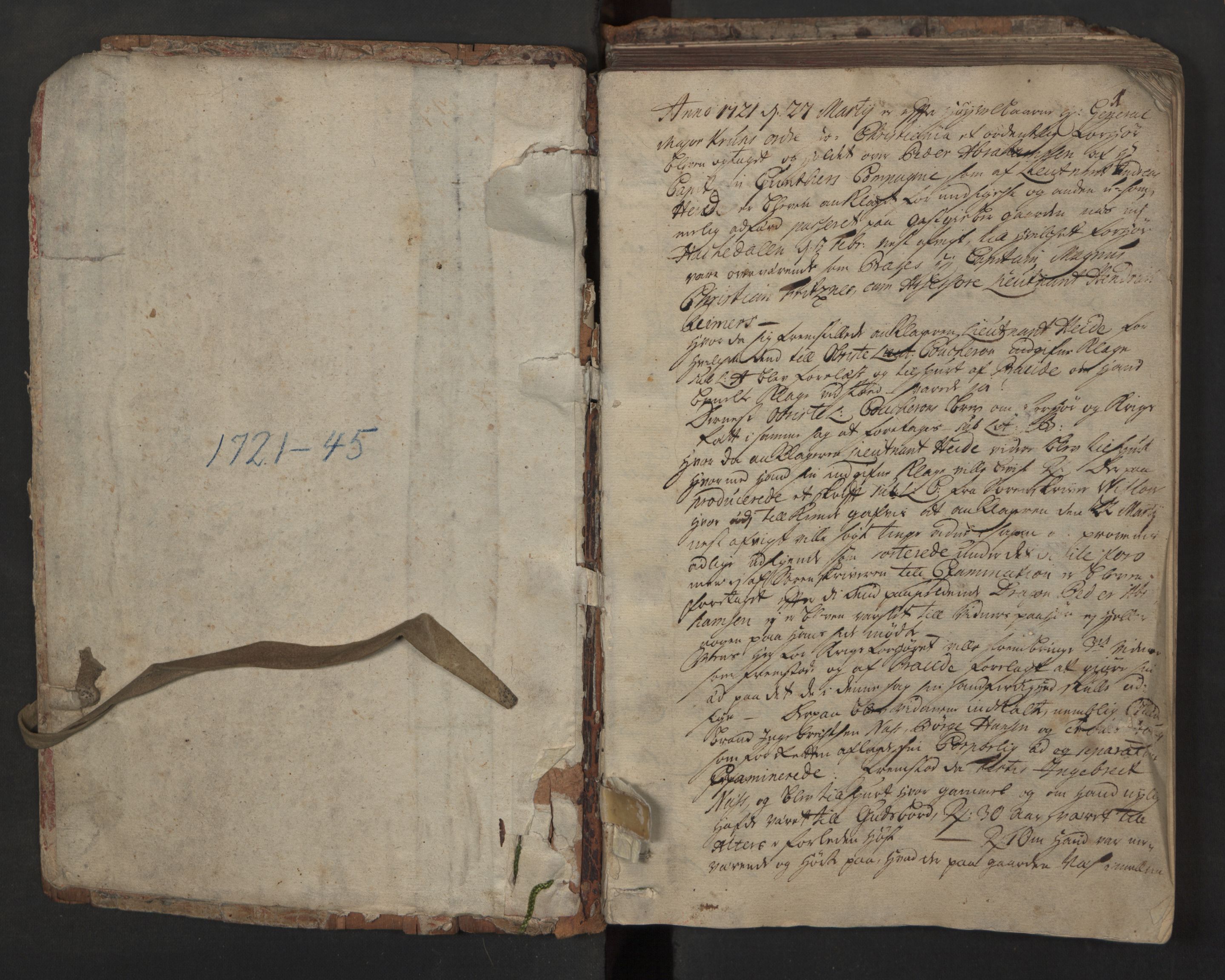 Forsvaret, Generalauditøren, AV/RA-RAFA-1772/F/Fg/Fgb/L0002: Justitsprotokoller, 1721-1745, s. 0b-1a