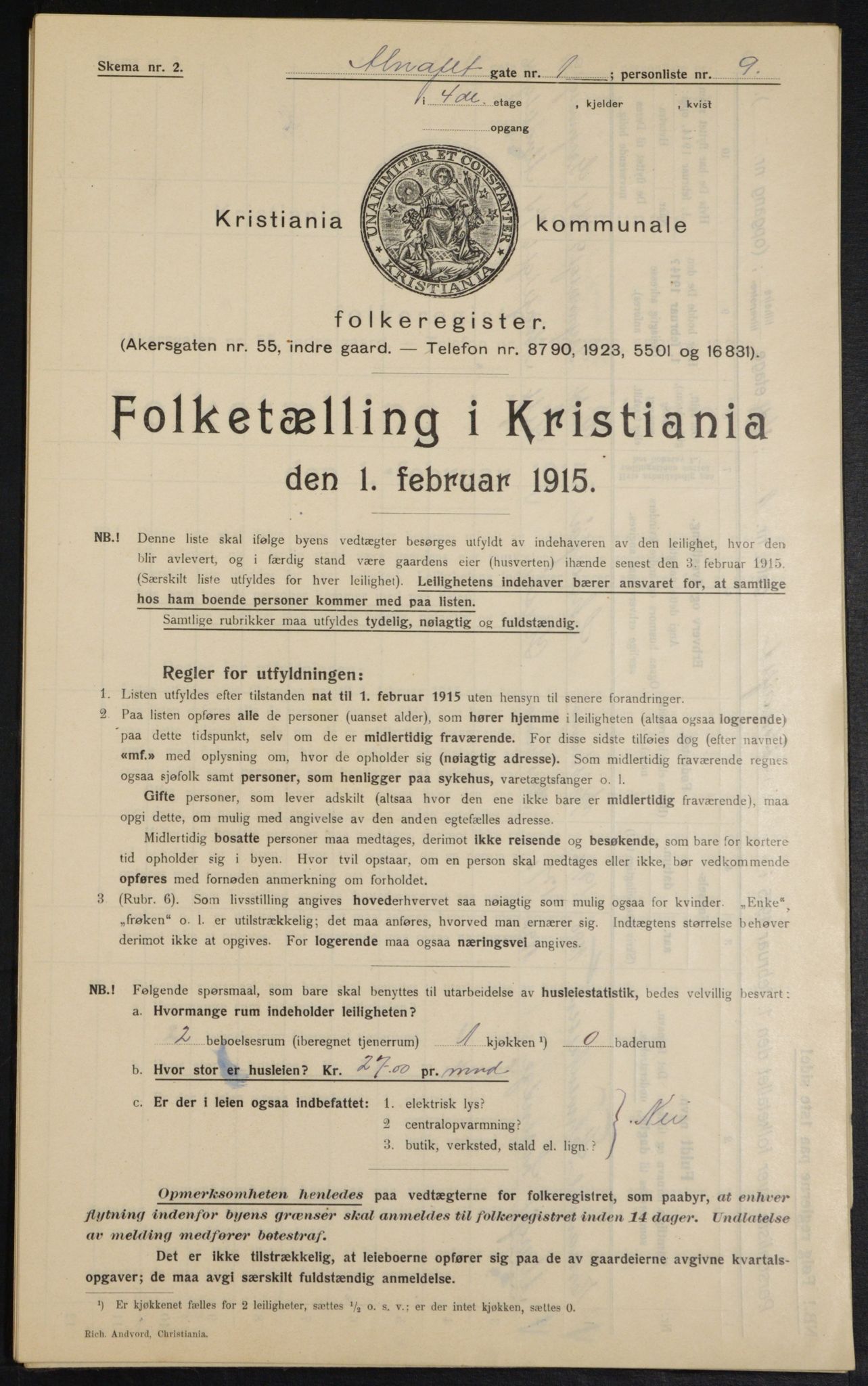 OBA, Kommunal folketelling 1.2.1915 for Kristiania, 1915, s. 974