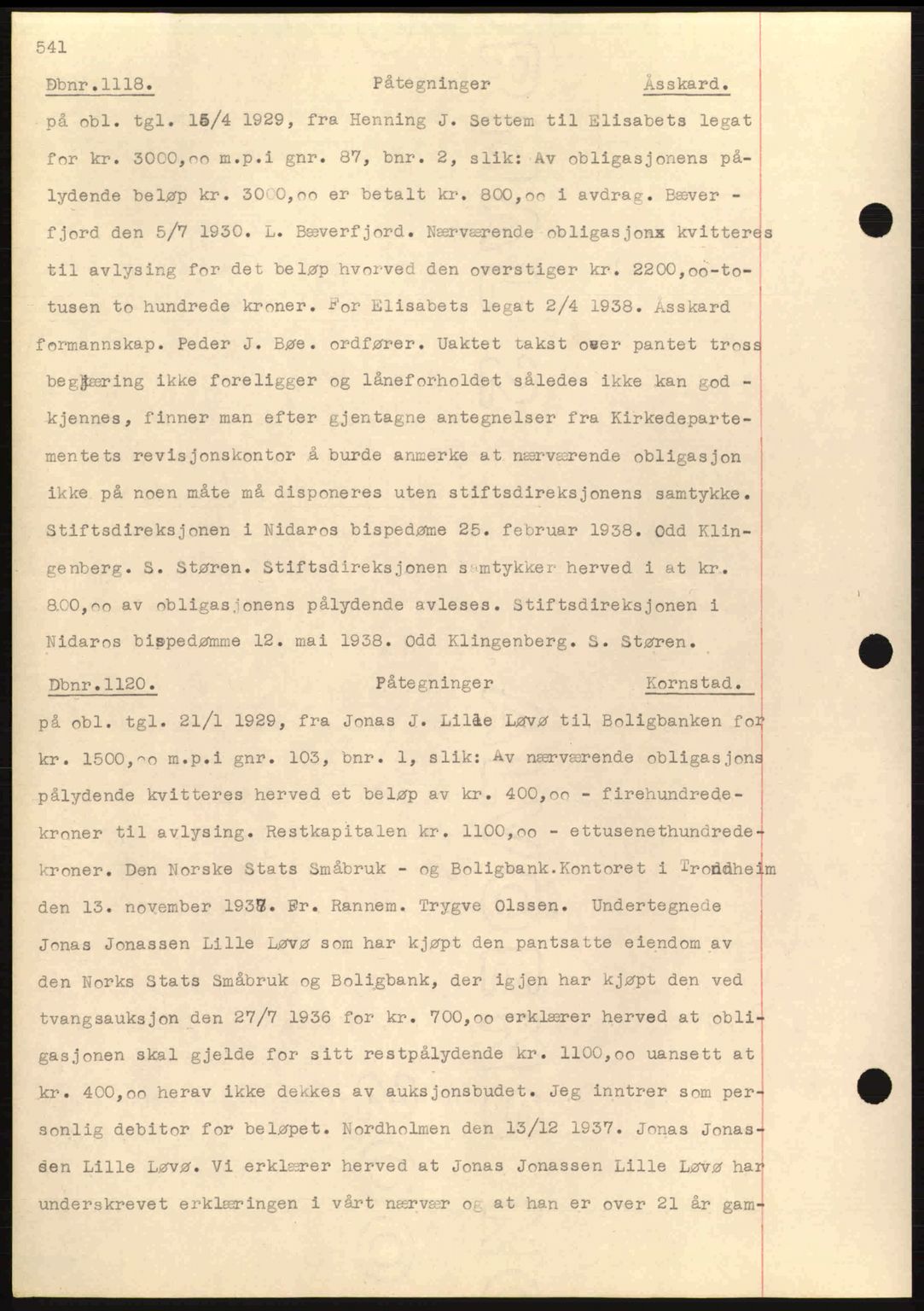Nordmøre sorenskriveri, SAT/A-4132/1/2/2Ca: Pantebok nr. C80, 1936-1939, Dagboknr: 1118/1938