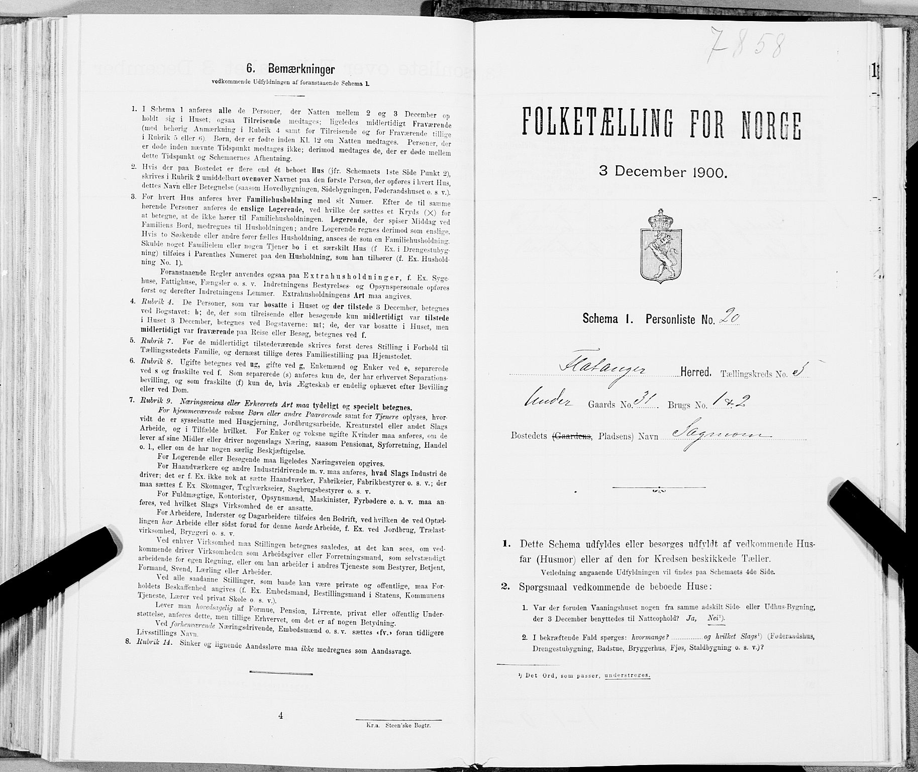 SAT, Folketelling 1900 for 1749 Flatanger herred, 1900, s. 750