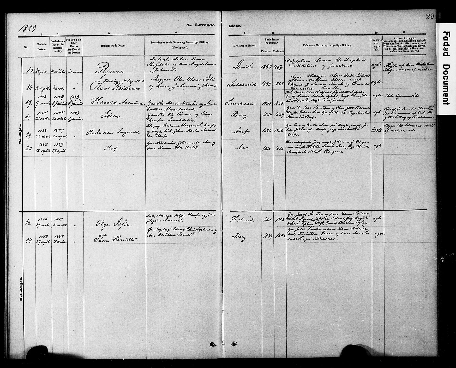 Ministerialprotokoller, klokkerbøker og fødselsregistre - Nord-Trøndelag, SAT/A-1458/783/L0661: Klokkerbok nr. 783C01, 1878-1893, s. 29
