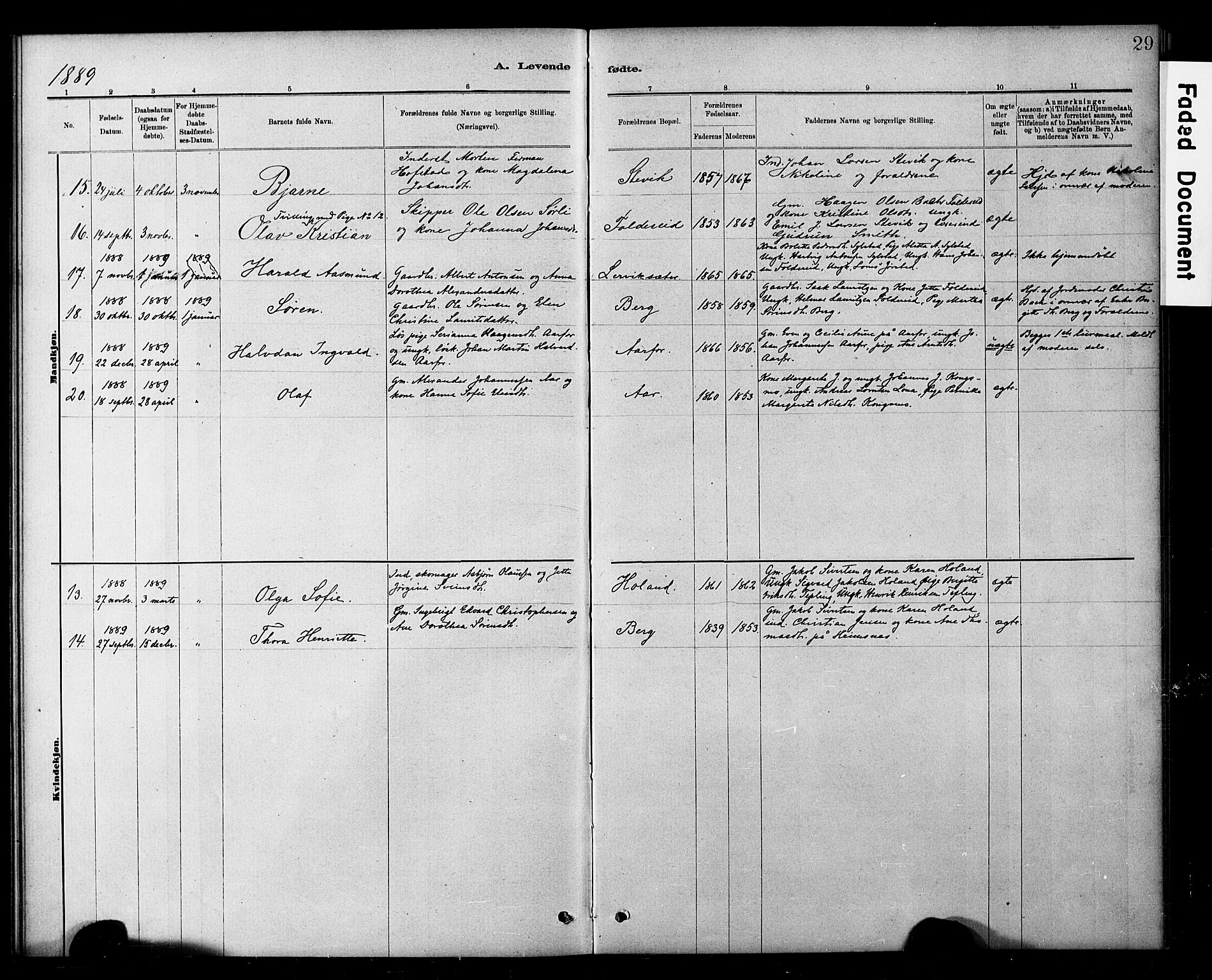 Ministerialprotokoller, klokkerbøker og fødselsregistre - Nord-Trøndelag, AV/SAT-A-1458/783/L0661: Klokkerbok nr. 783C01, 1878-1893, s. 29