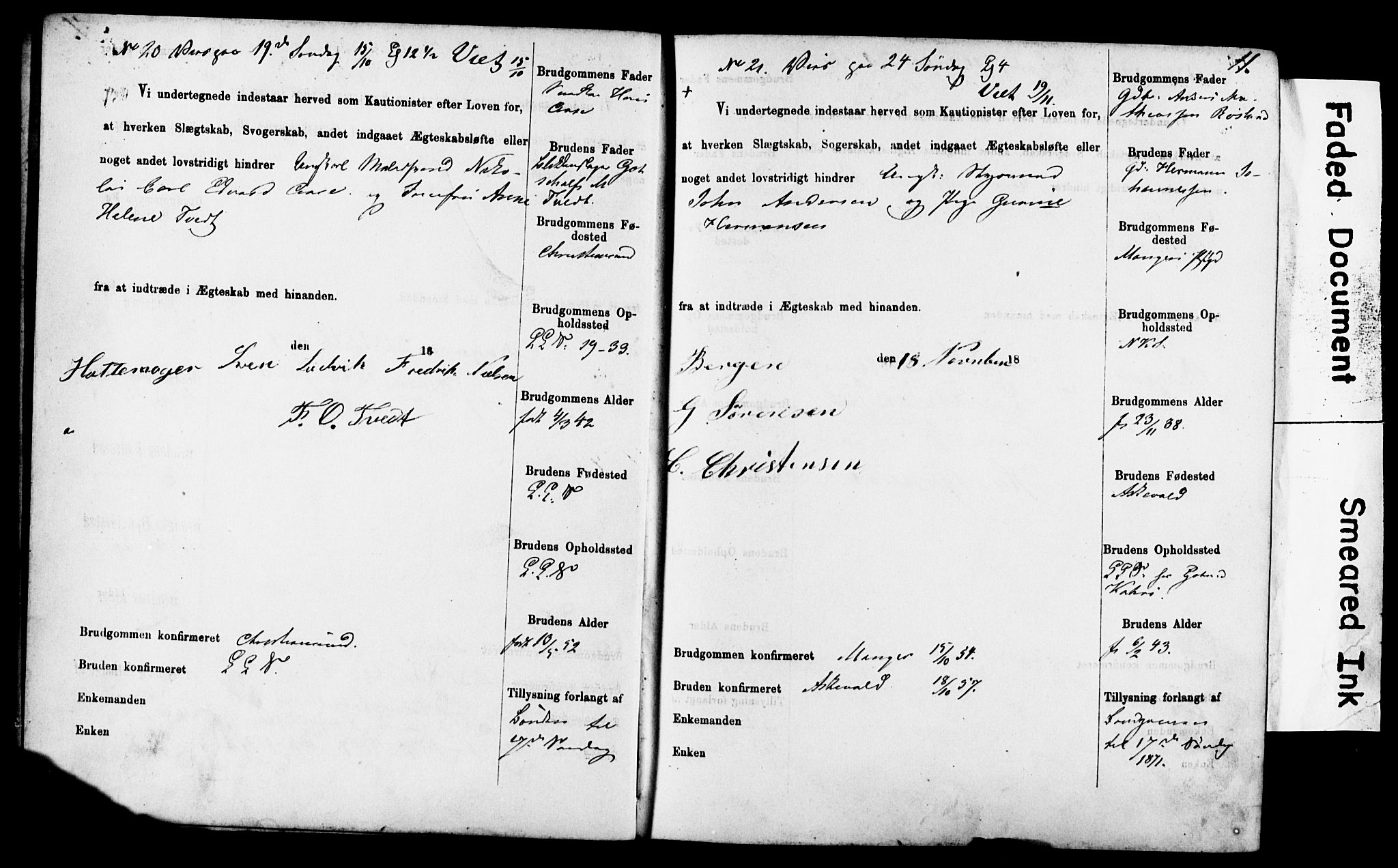Korskirken sokneprestembete, AV/SAB-A-76101: Forlovererklæringer nr. II.5.4, 1871-1878, s. 11