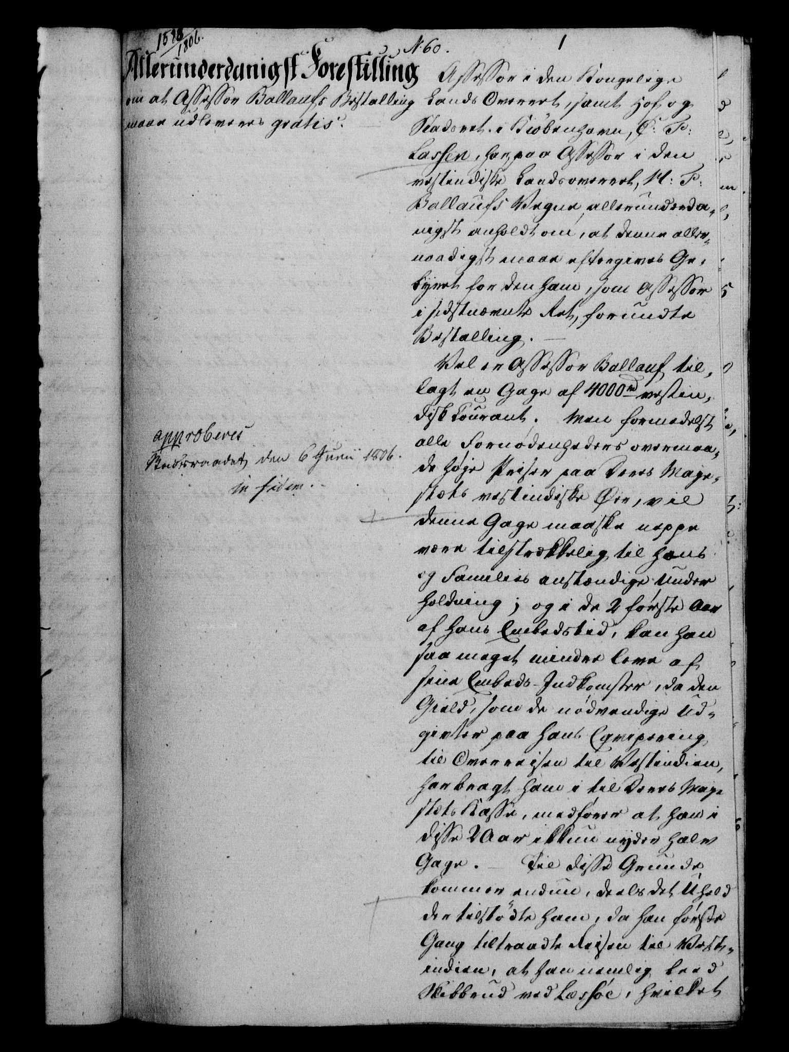 Danske Kanselli 1800-1814, AV/RA-EA-3024/H/Hf/Hfa/Hfab/L0007: Forestillinger, 1806
