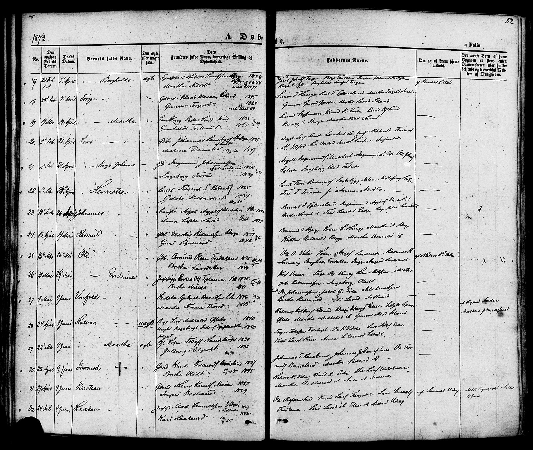 Sand sokneprestkontor, AV/SAST-A-101848/01/III/L0003: Ministerialbok nr. A 3, 1854-1879, s. 82