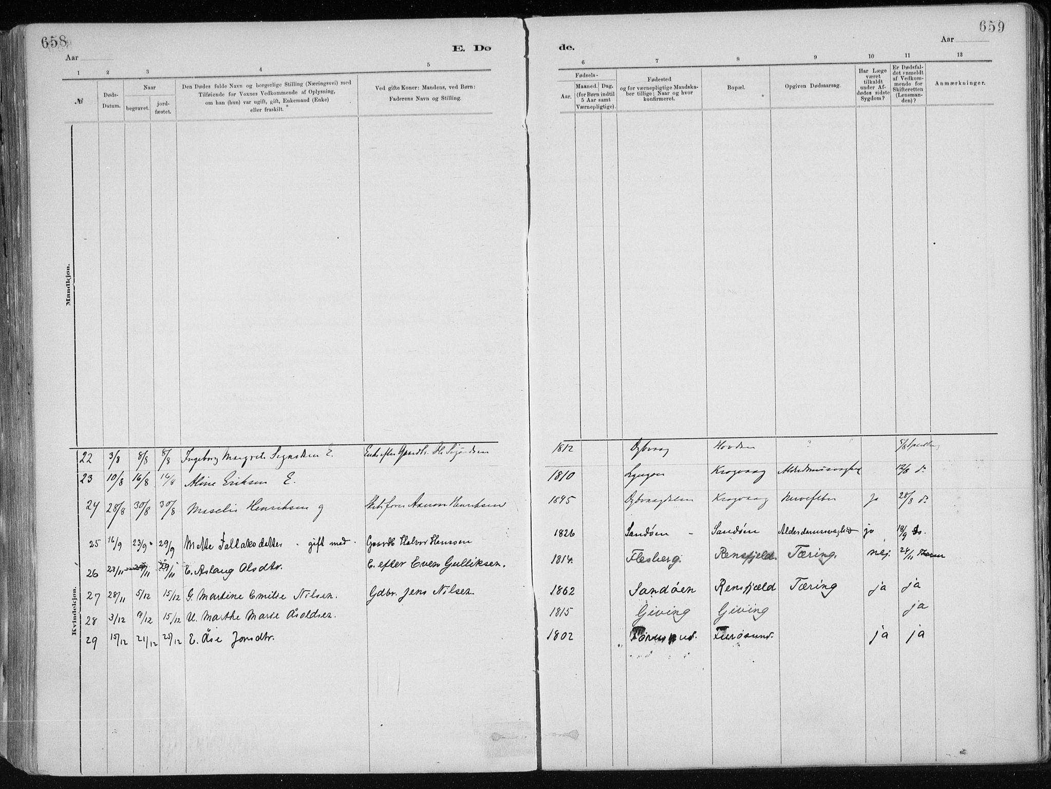 Dypvåg sokneprestkontor, SAK/1111-0007/F/Fa/Faa/L0008: Ministerialbok nr. A 8, 1885-1906, s. 658-659