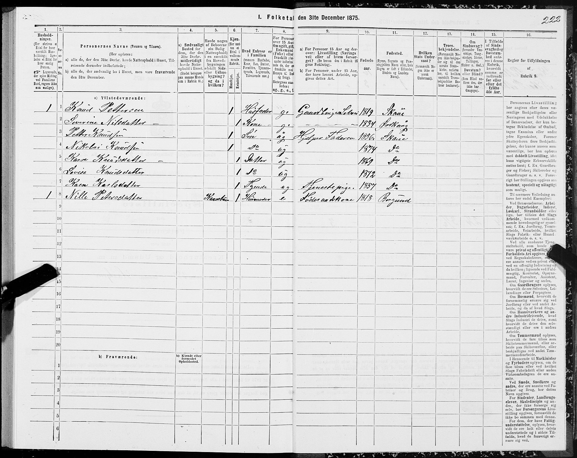 SAT, Folketelling 1875 for 1529P Skodje prestegjeld, 1875, s. 1222