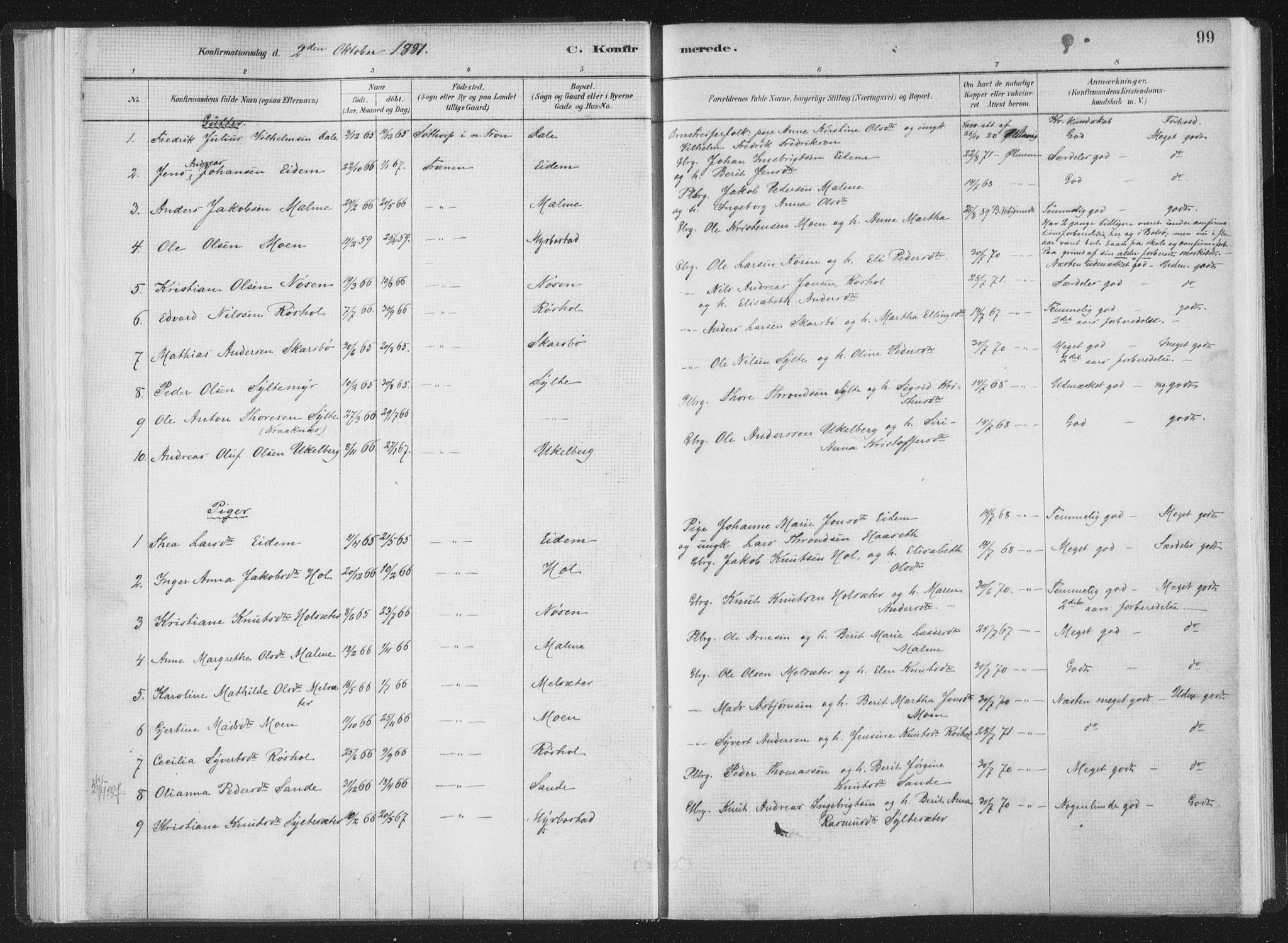 Ministerialprotokoller, klokkerbøker og fødselsregistre - Møre og Romsdal, AV/SAT-A-1454/564/L0740: Ministerialbok nr. 564A01, 1880-1899, s. 99