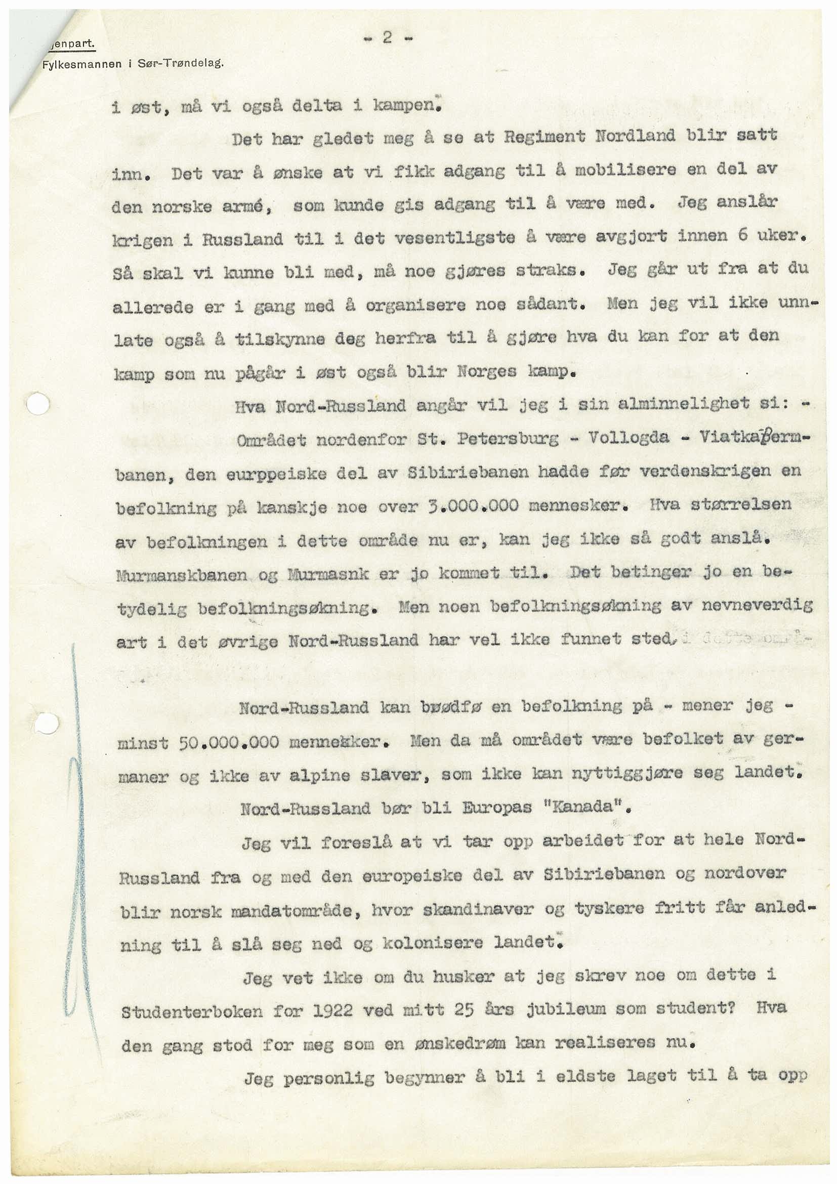 Førerens og ministerpresidentens kanselli. Utenriksavdelingen, AV/RA-S-3485/D/L0021/0003: -- / Direktoratet for spesialorientering. G. Lund. Kont. for norske interesser i Russl. Næringsveier m.m., 1941-1944, s. 3