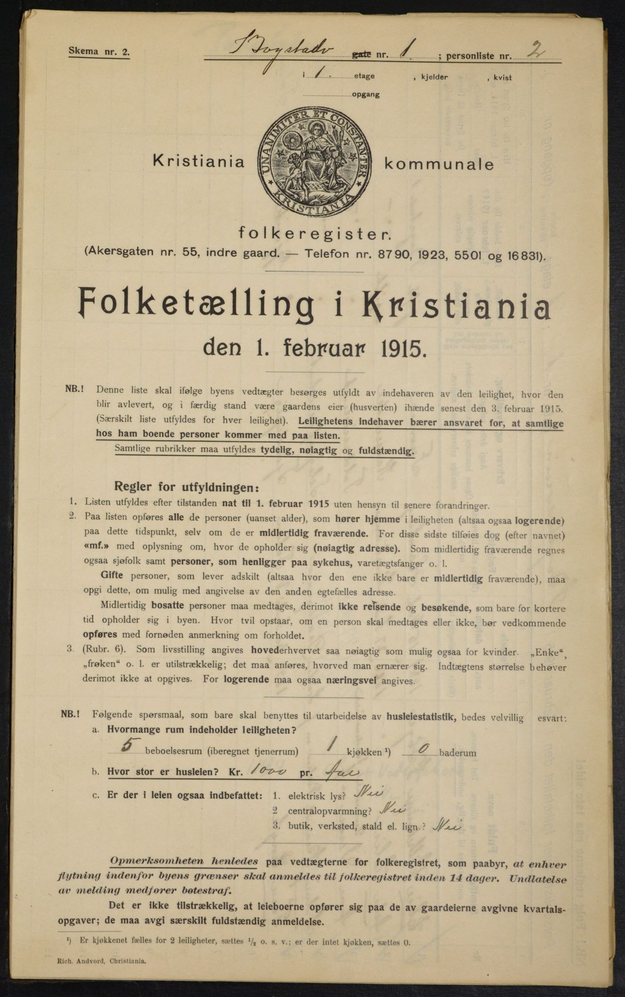 OBA, Kommunal folketelling 1.2.1915 for Kristiania, 1915, s. 6813
