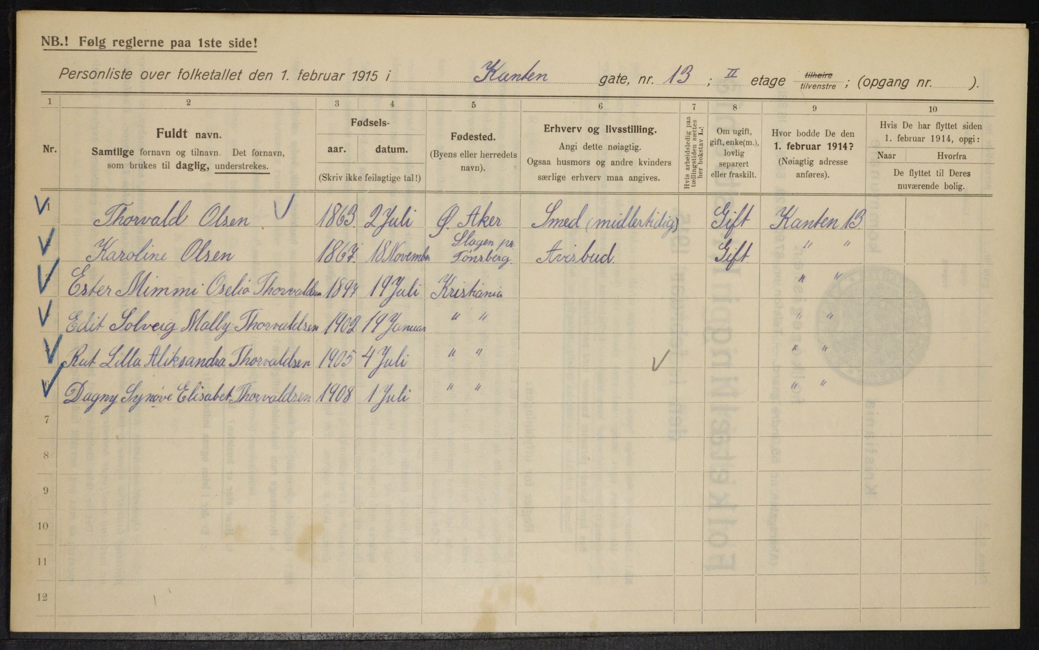 OBA, Kommunal folketelling 1.2.1915 for Kristiania, 1915, s. 47766