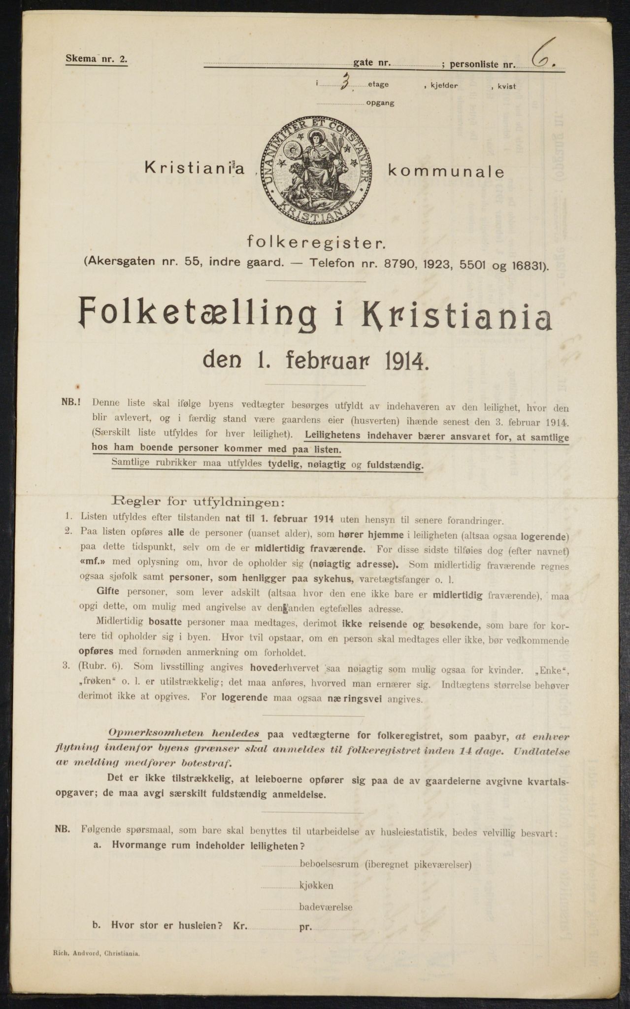 OBA, Kommunal folketelling 1.2.1914 for Kristiania, 1914, s. 106440