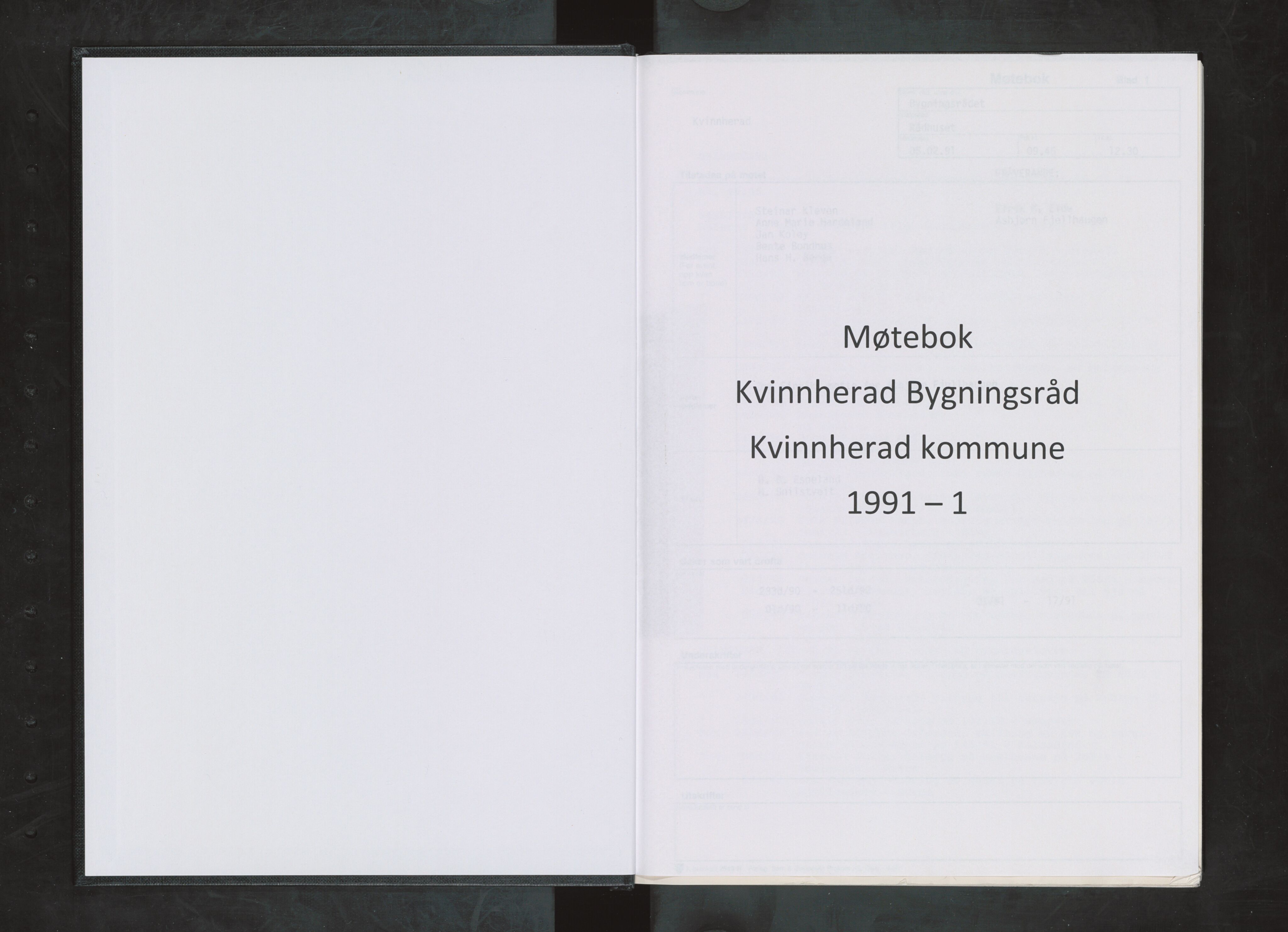 Kvinnherad kommune. Bygningsrådet , IKAH/1224-511/A/Aa/L0071: Møtebok for Kvinnherad bygningsråd, 1991