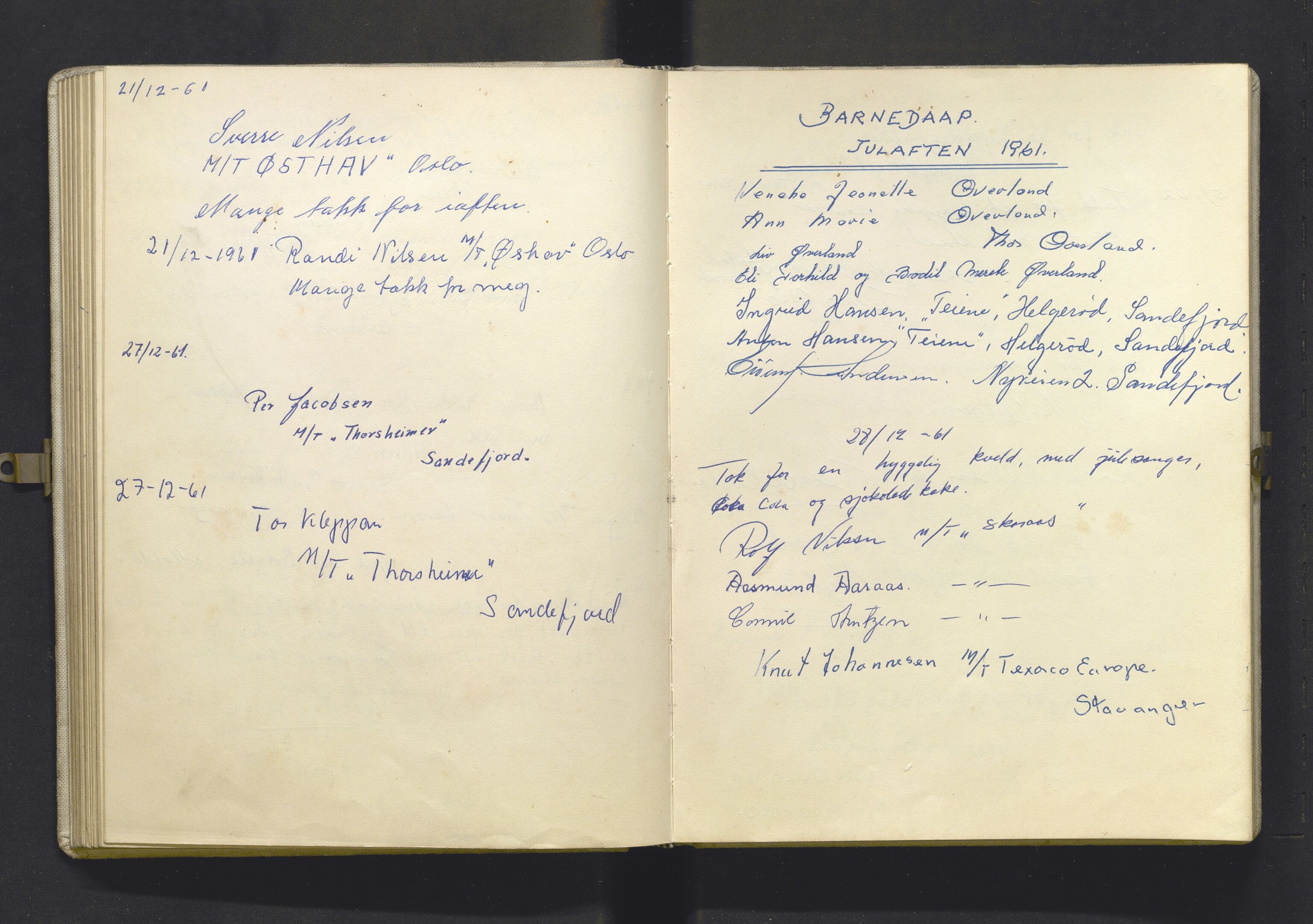 Den norske sjømannsmisjon i utlandet/San Fernando (Trinidad), AV/SAB-SAB/PA-0124/G/L0001: Gjestebok for sjømannskirken i San Fernando, 1959-1963