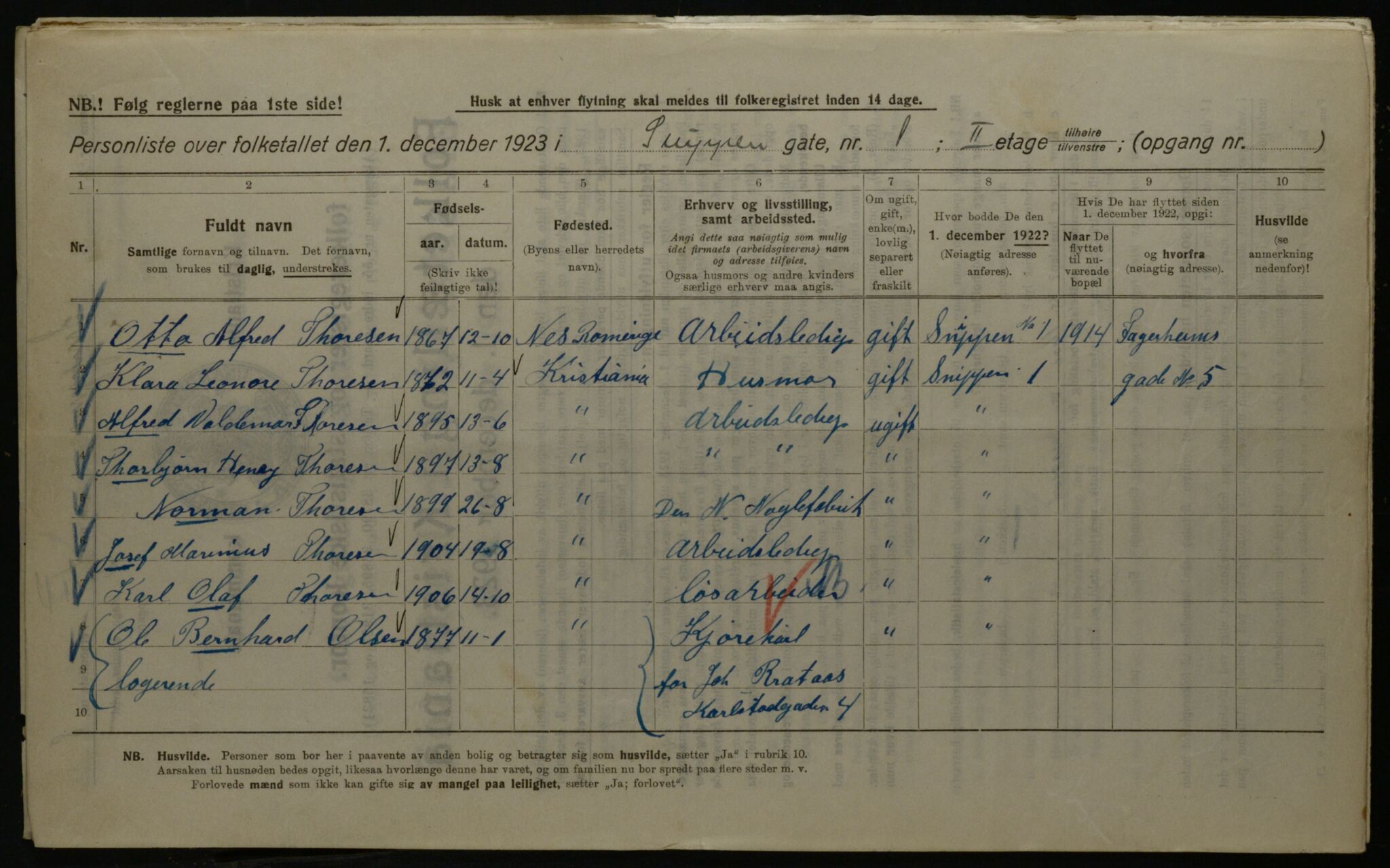 OBA, Kommunal folketelling 1.12.1923 for Kristiania, 1923, s. 108070