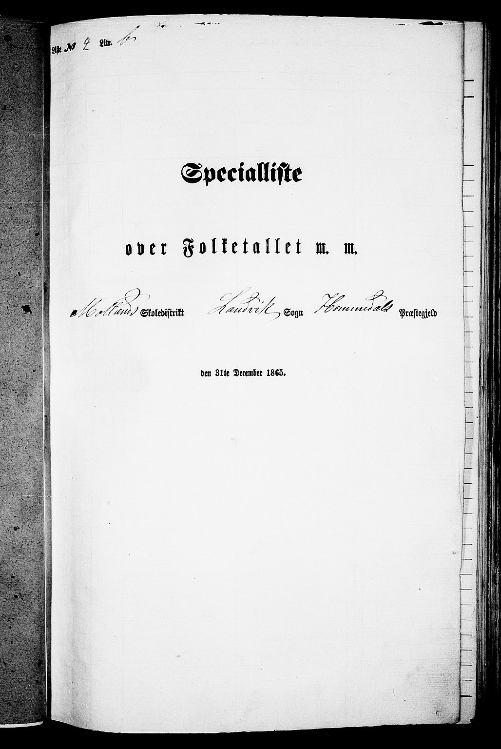 RA, Folketelling 1865 for 0924P Homedal prestegjeld, 1865, s. 67