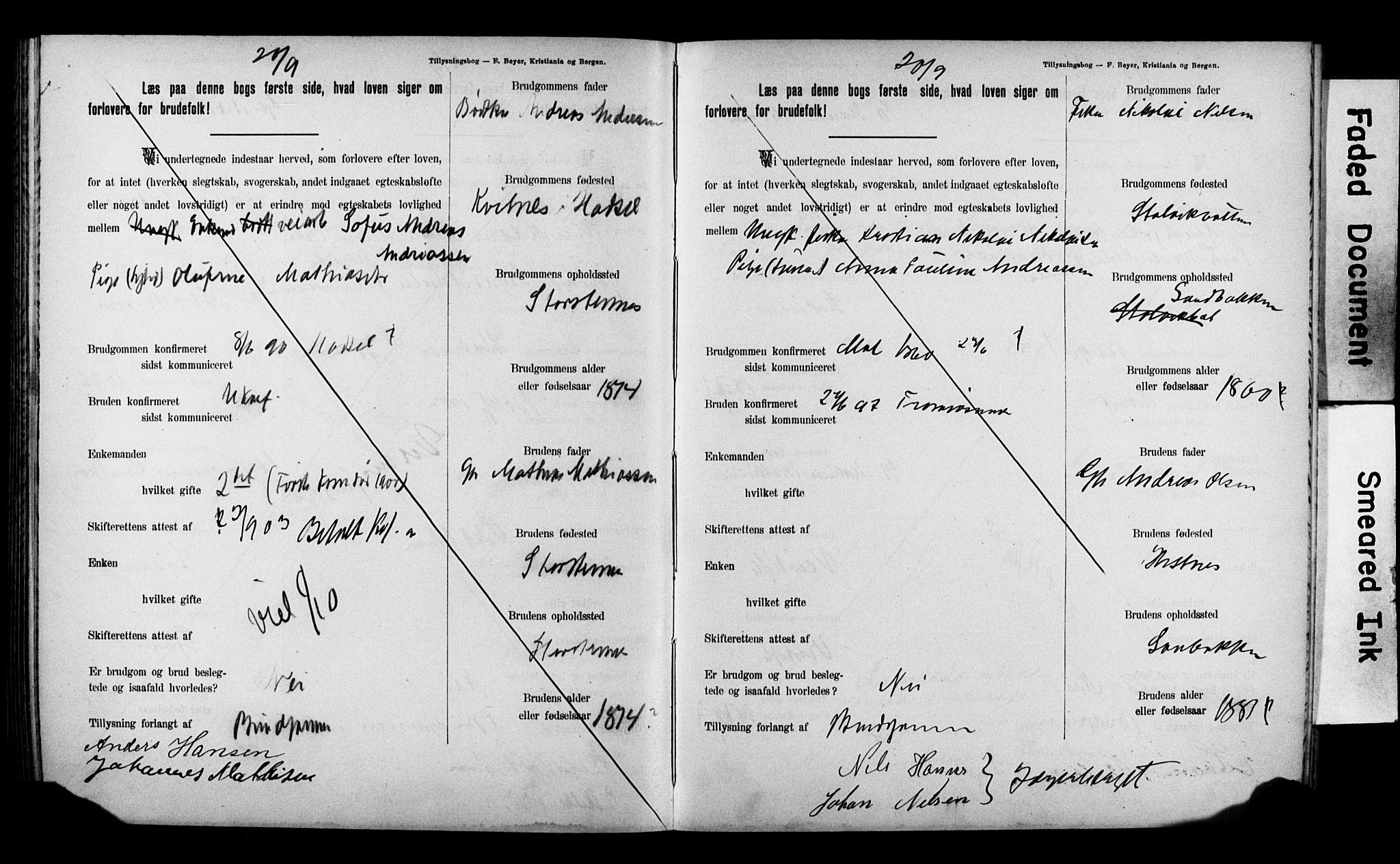 Balsfjord sokneprestembete, AV/SATØ-S-1303/H/Hd/L0031: Lysningsprotokoll nr. 31, 1897-1906