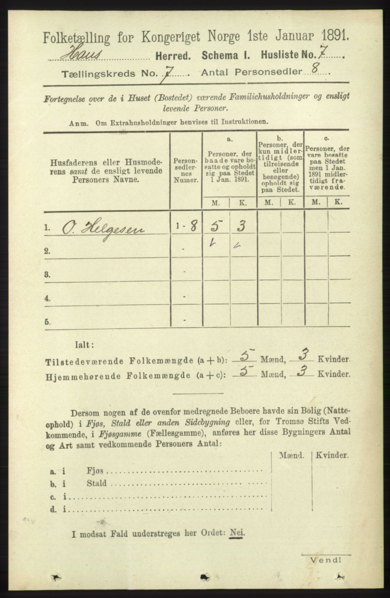 RA, Folketelling 1891 for 1250 Haus herred, 1891, s. 2584