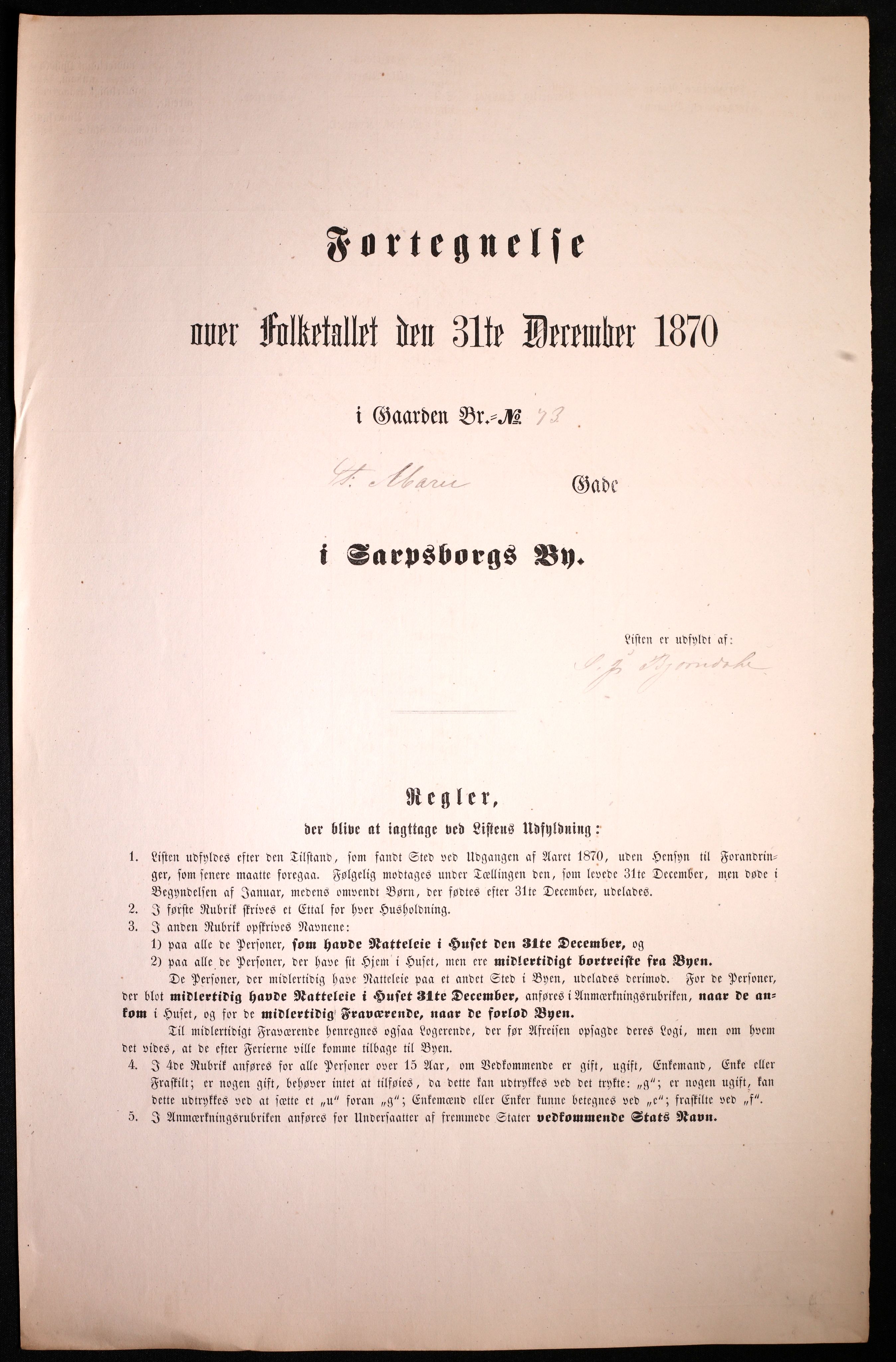 RA, Folketelling 1870 for 0102 Sarpsborg kjøpstad, 1870, s. 461