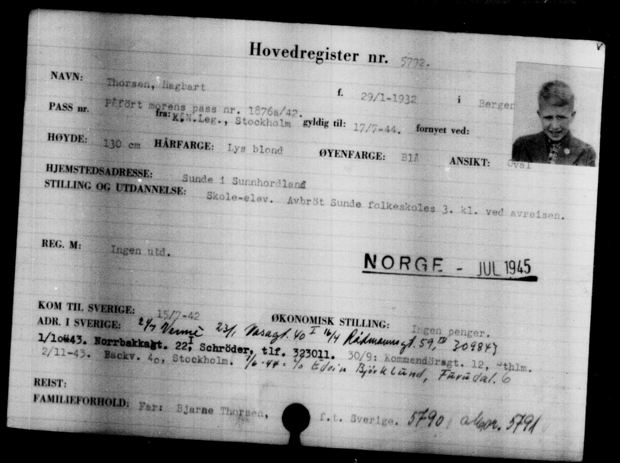 Den Kgl. Norske Legasjons Flyktningskontor, AV/RA-S-6753/V/Va/L0004: Kjesäterkartoteket.  Flyktningenr. 3496-6610, 1940-1945, s. 2666