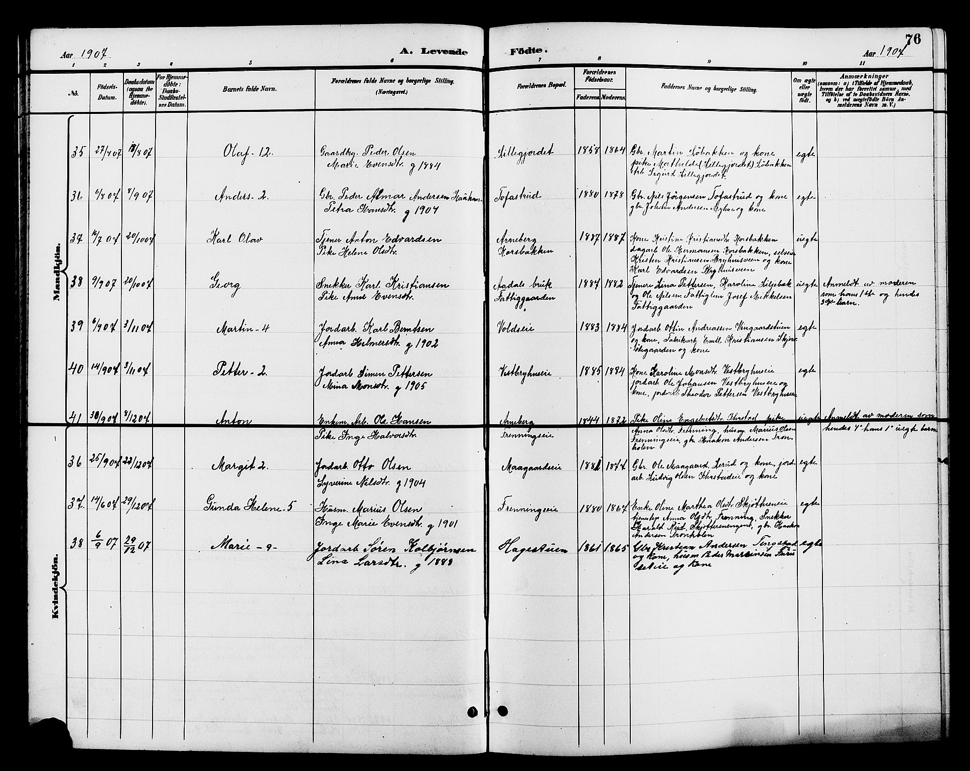 Romedal prestekontor, AV/SAH-PREST-004/L/L0012: Klokkerbok nr. 12, 1896-1914, s. 76