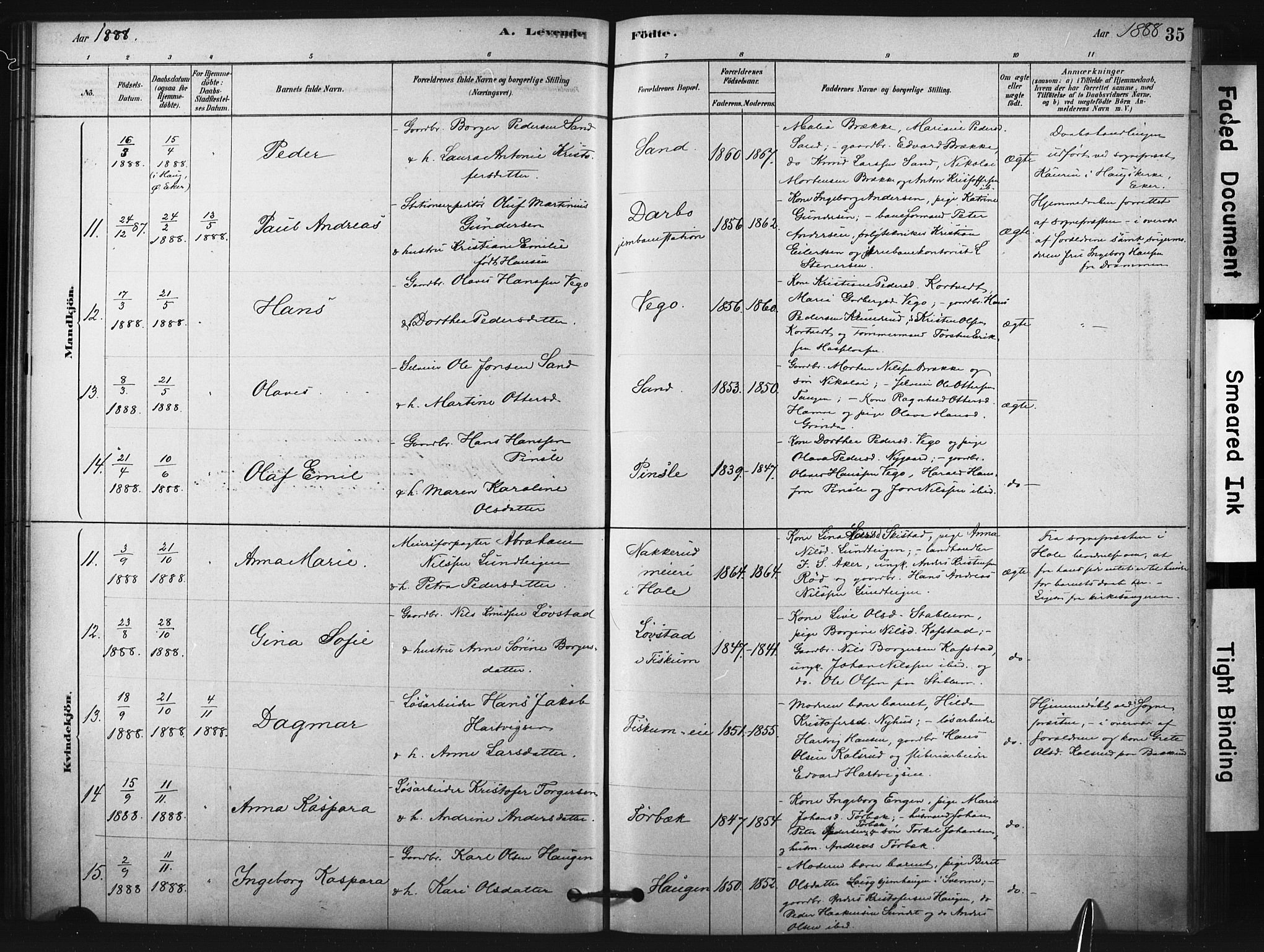 Fiskum kirkebøker, AV/SAKO-A-15/F/Fa/L0002: Ministerialbok nr. 2, 1878-1890, s. 35