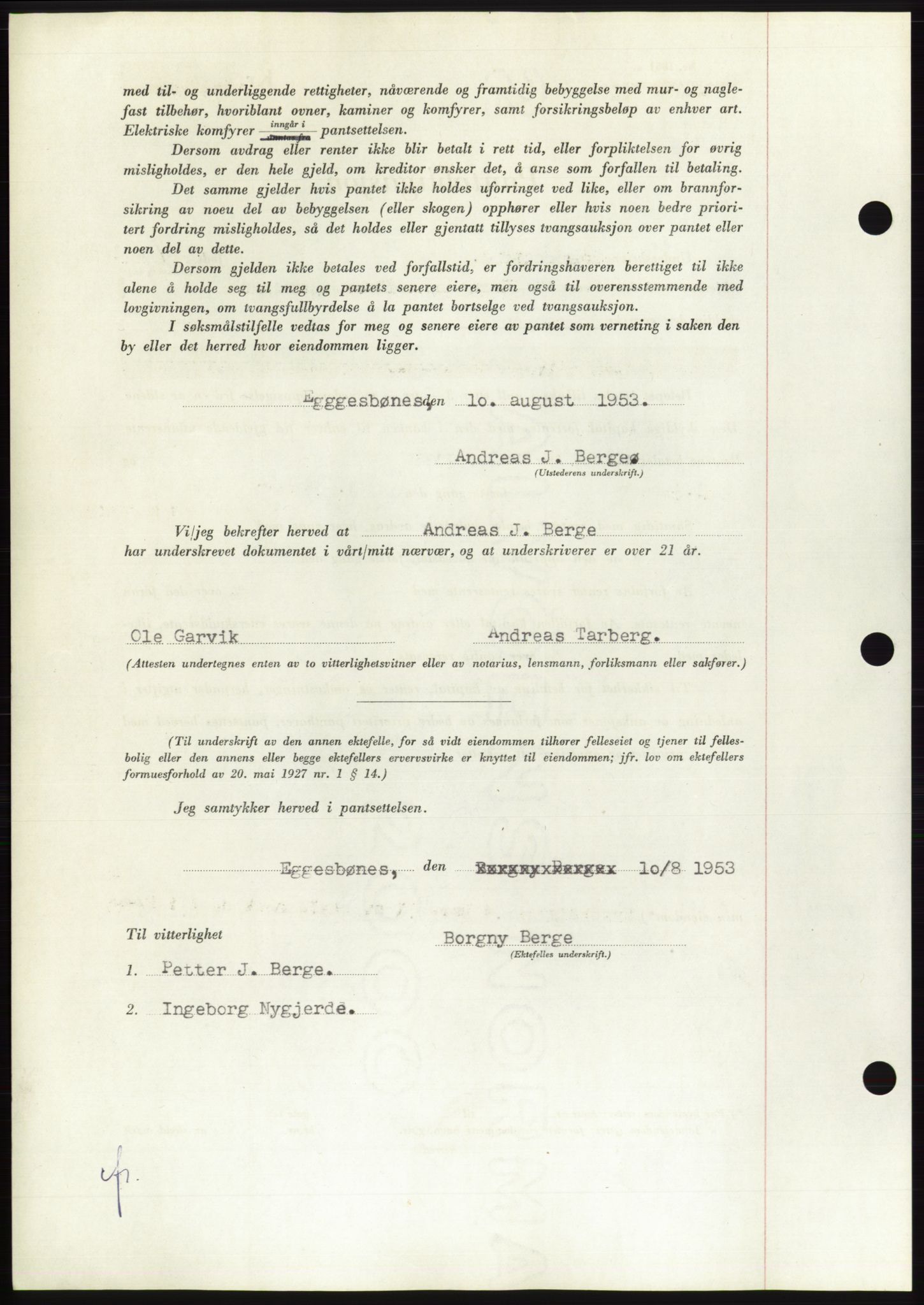 Søre Sunnmøre sorenskriveri, AV/SAT-A-4122/1/2/2C/L0123: Pantebok nr. 11B, 1953-1953, Dagboknr: 1959/1953