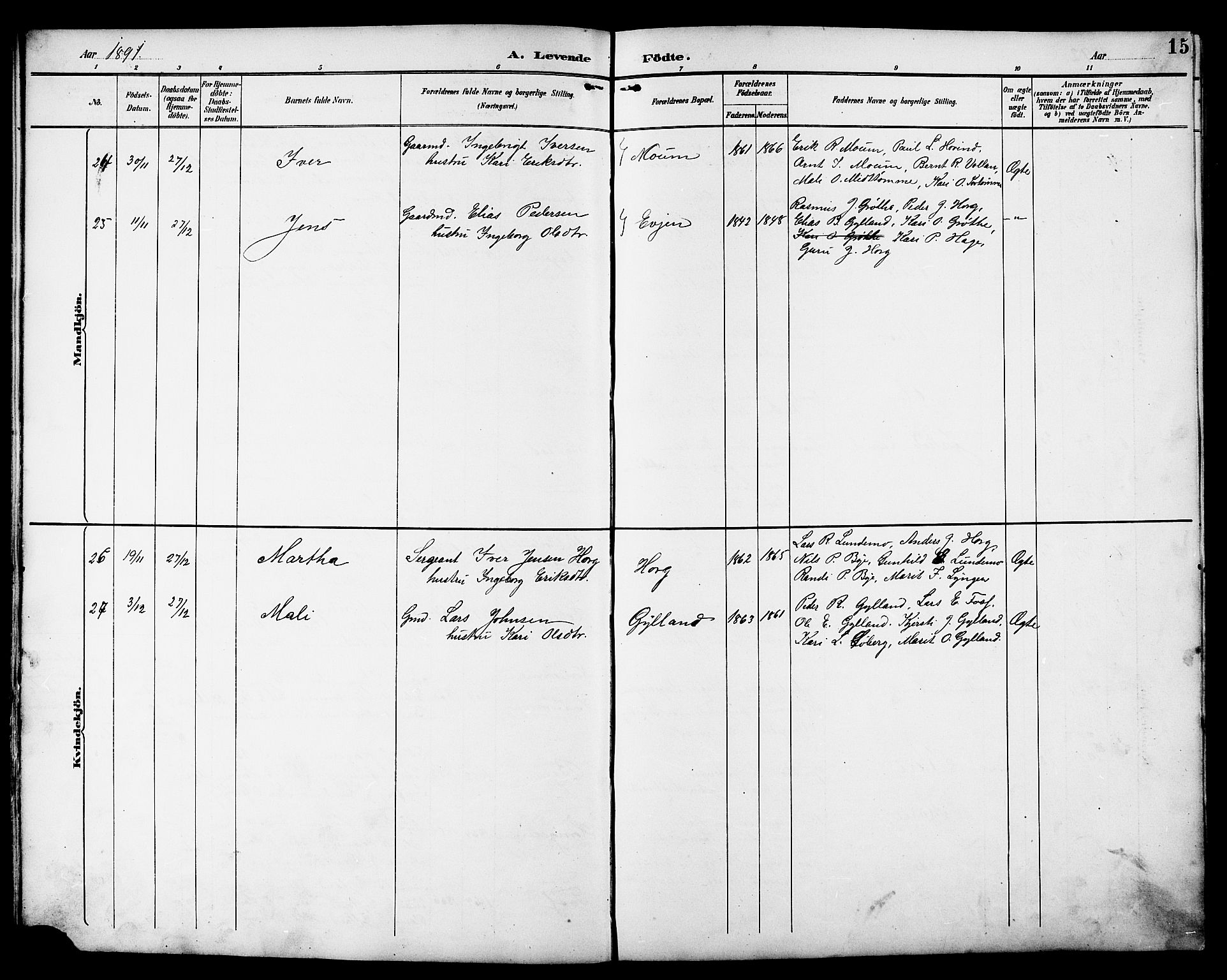 Ministerialprotokoller, klokkerbøker og fødselsregistre - Sør-Trøndelag, SAT/A-1456/692/L1111: Klokkerbok nr. 692C06, 1890-1904, s. 15