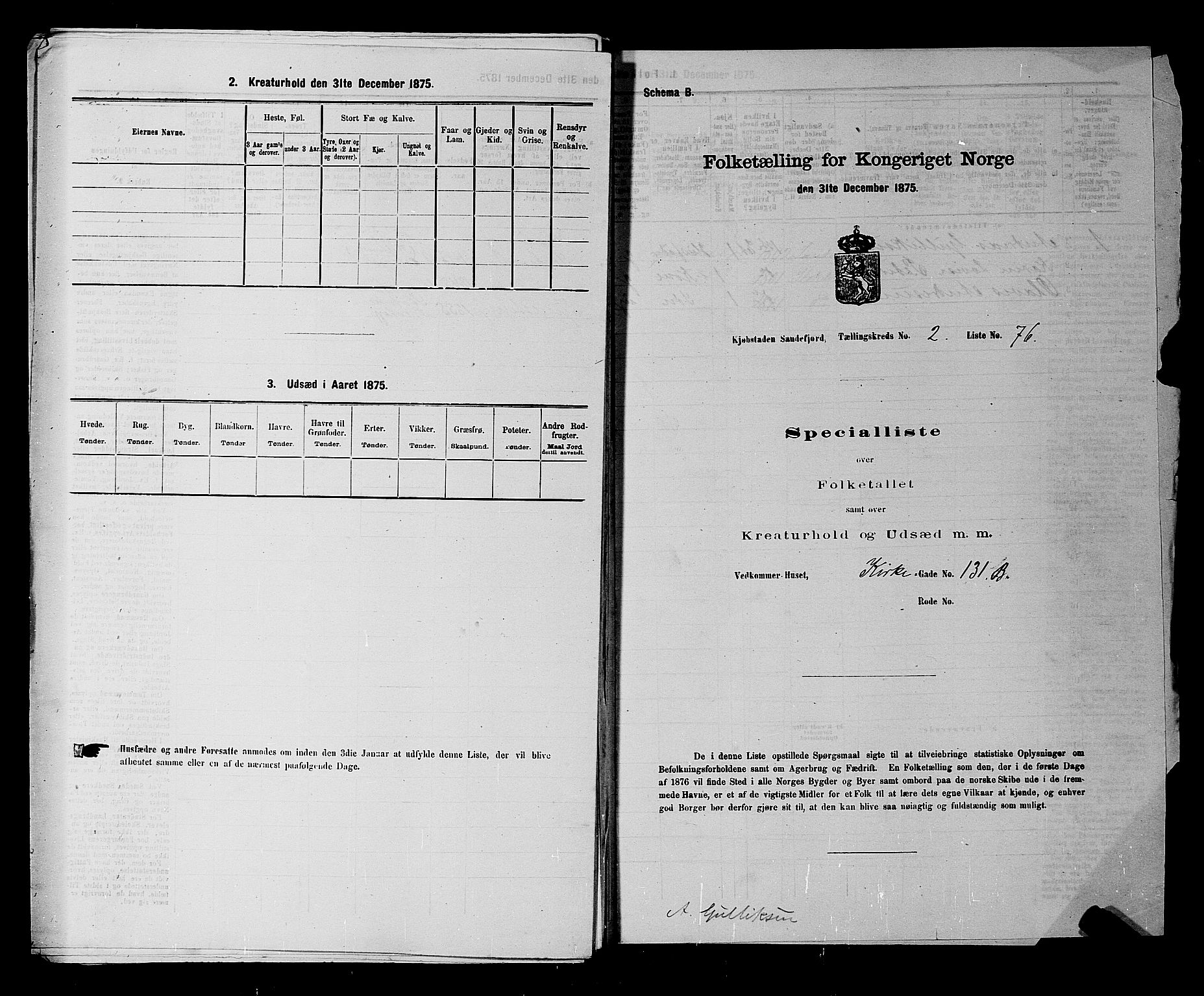 SAKO, Folketelling 1875 for 0706B Sandeherred prestegjeld, Sandefjord kjøpstad, 1875, s. 347