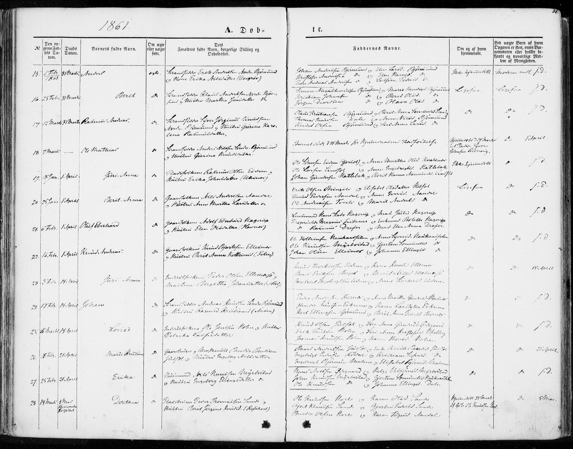 Ministerialprotokoller, klokkerbøker og fødselsregistre - Møre og Romsdal, AV/SAT-A-1454/565/L0748: Ministerialbok nr. 565A02, 1845-1872, s. 56