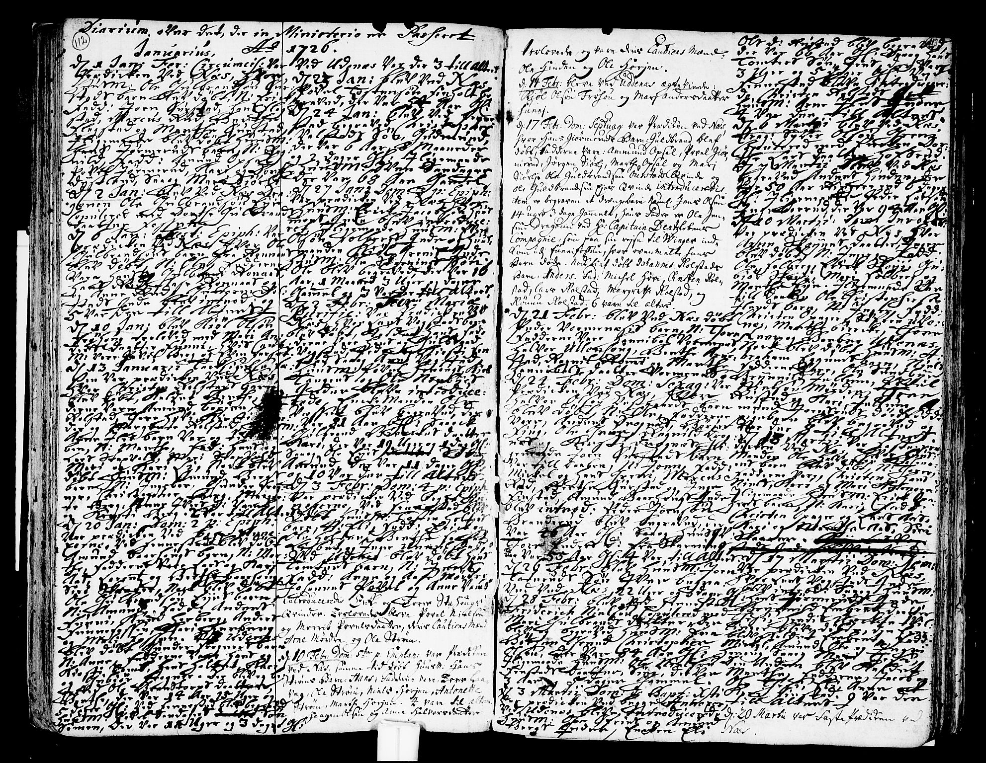 Nes prestekontor Kirkebøker, SAO/A-10410/F/Fa/L0002: Ministerialbok nr. I 2, 1717-1734, s. 112-113