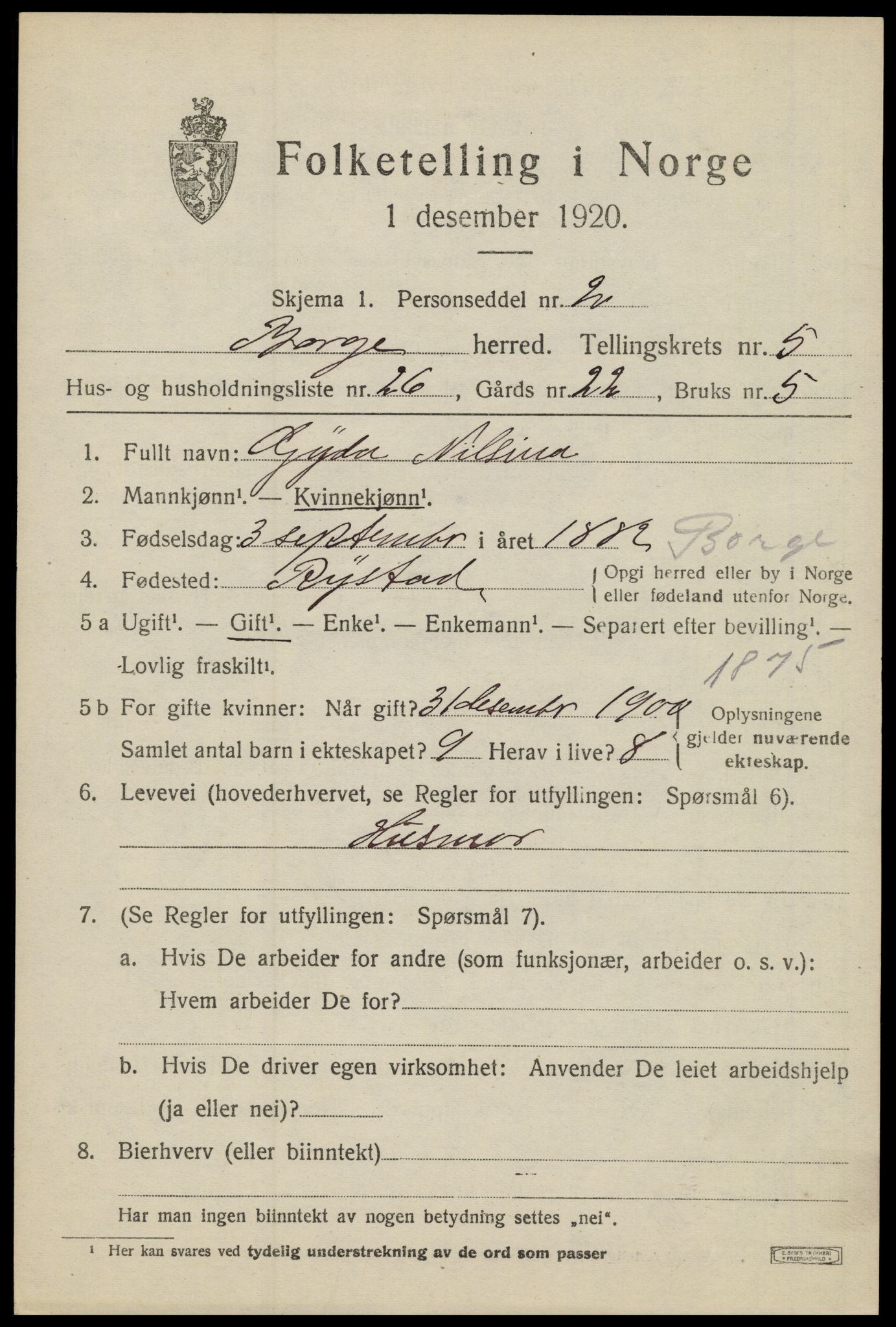 SAT, Folketelling 1920 for 1862 Borge herred, 1920, s. 5371