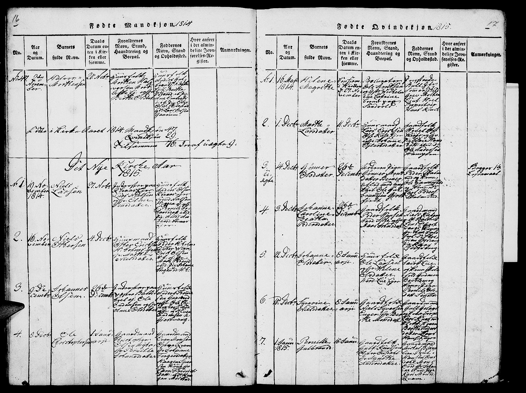 Nes prestekontor, Hedmark, SAH/PREST-020/L/La/L0003: Klokkerbok nr. 3, 1814-1831, s. 16-17