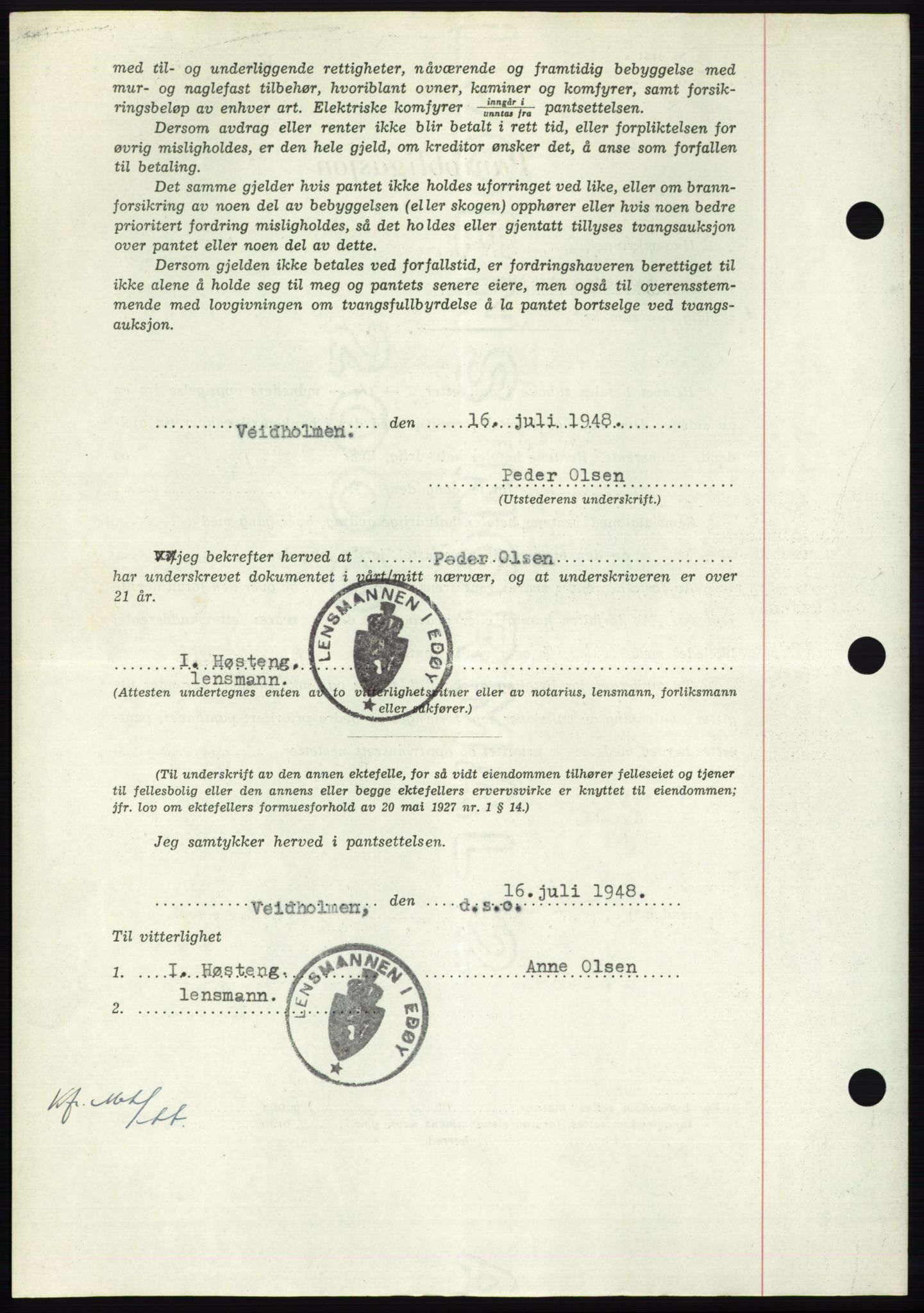 Nordmøre sorenskriveri, AV/SAT-A-4132/1/2/2Ca: Pantebok nr. B99, 1948-1948, Dagboknr: 2126/1948