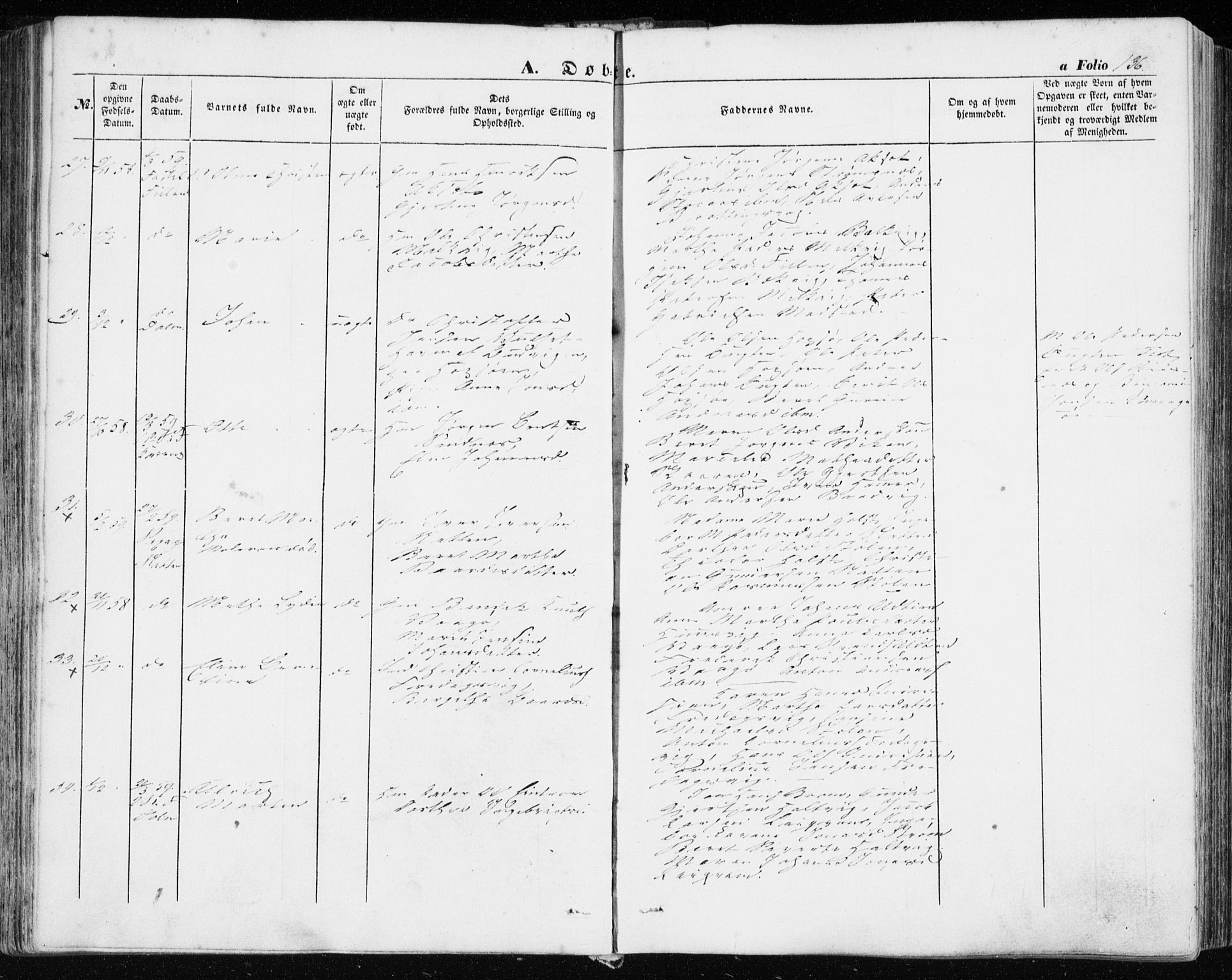 Ministerialprotokoller, klokkerbøker og fødselsregistre - Sør-Trøndelag, SAT/A-1456/634/L0530: Ministerialbok nr. 634A06, 1852-1860, s. 136