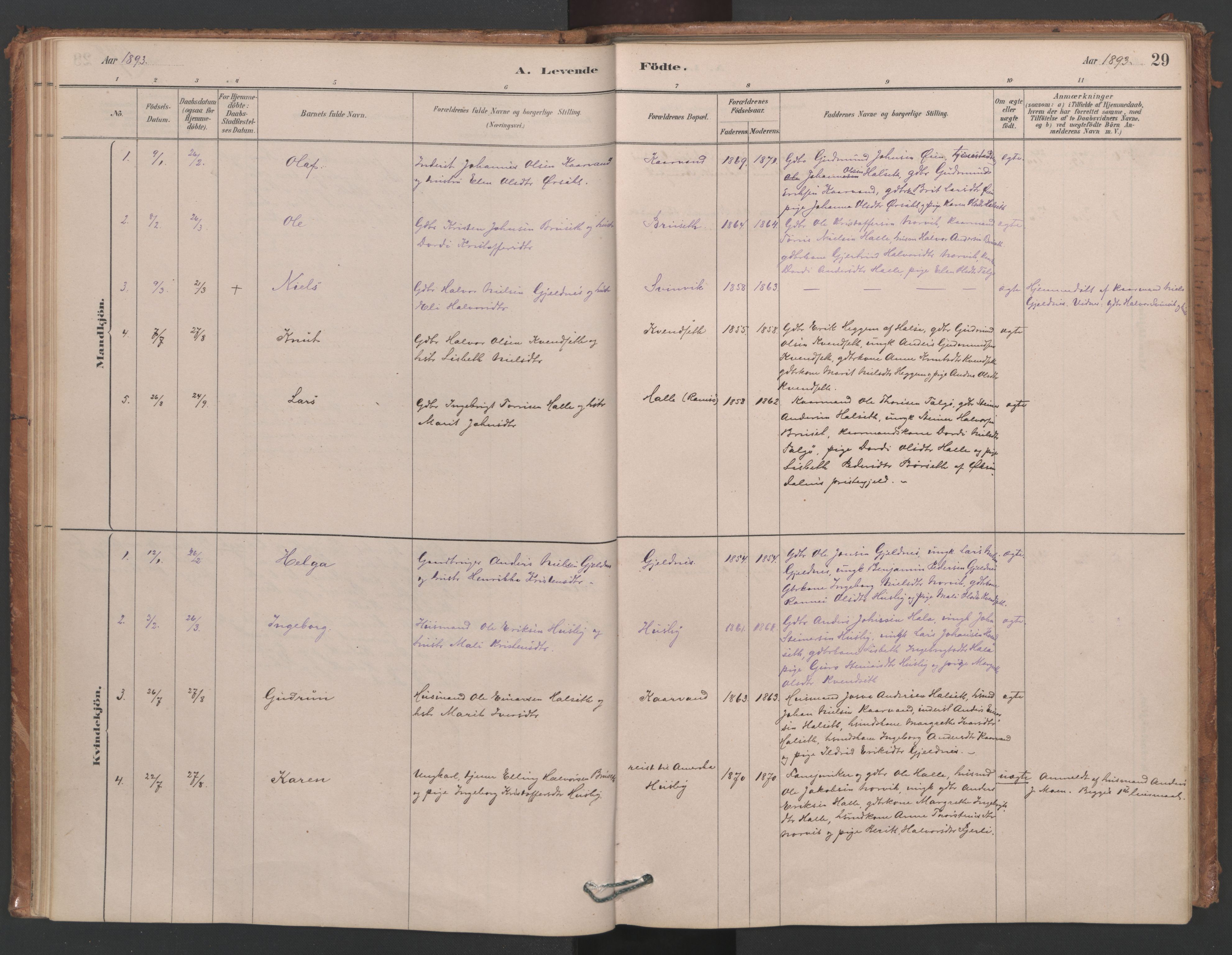 Ministerialprotokoller, klokkerbøker og fødselsregistre - Møre og Romsdal, SAT/A-1454/593/L1034: Ministerialbok nr. 593A01, 1879-1911, s. 29