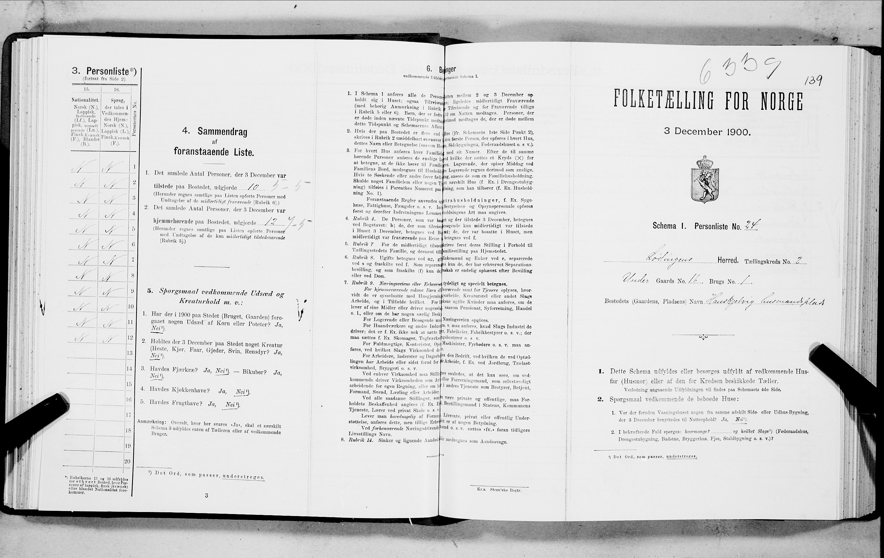SAT, Folketelling 1900 for 1851 Lødingen herred, 1900, s. 139