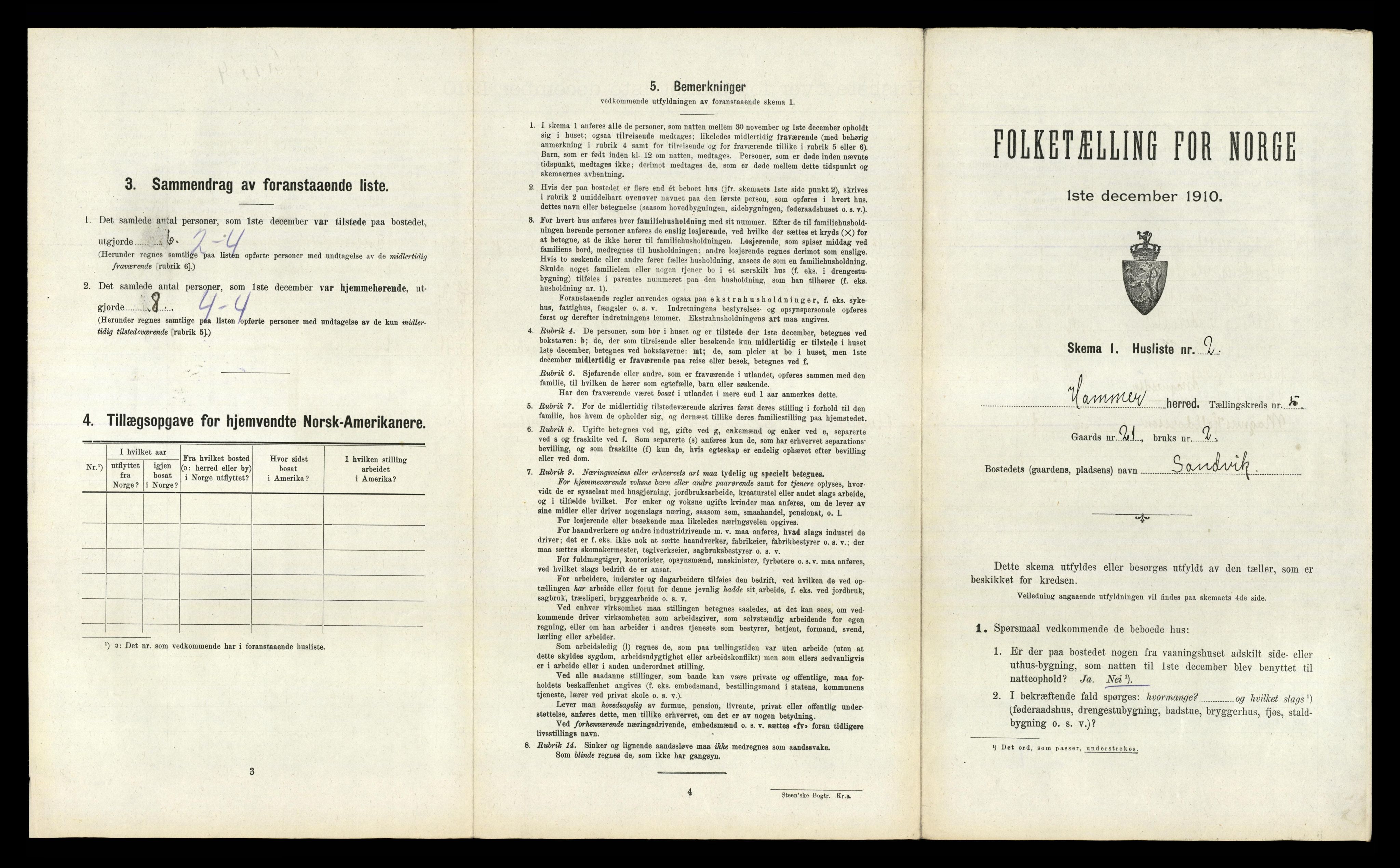 RA, Folketelling 1910 for 1254 Hamre herred, 1910, s. 304